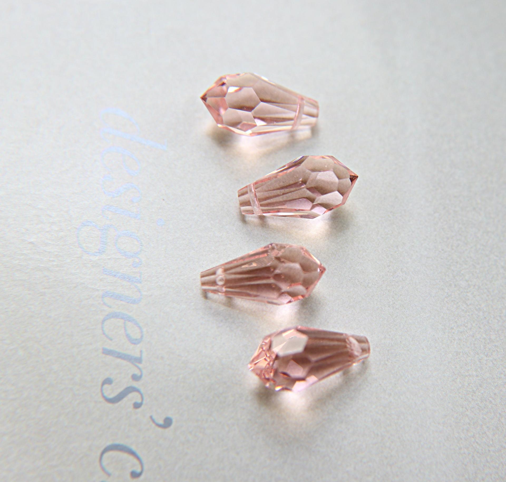 Vintage Czech Blush Rose crystal Drops 18x9 MM Fancy Crystal drops 3/12/36 Pieces