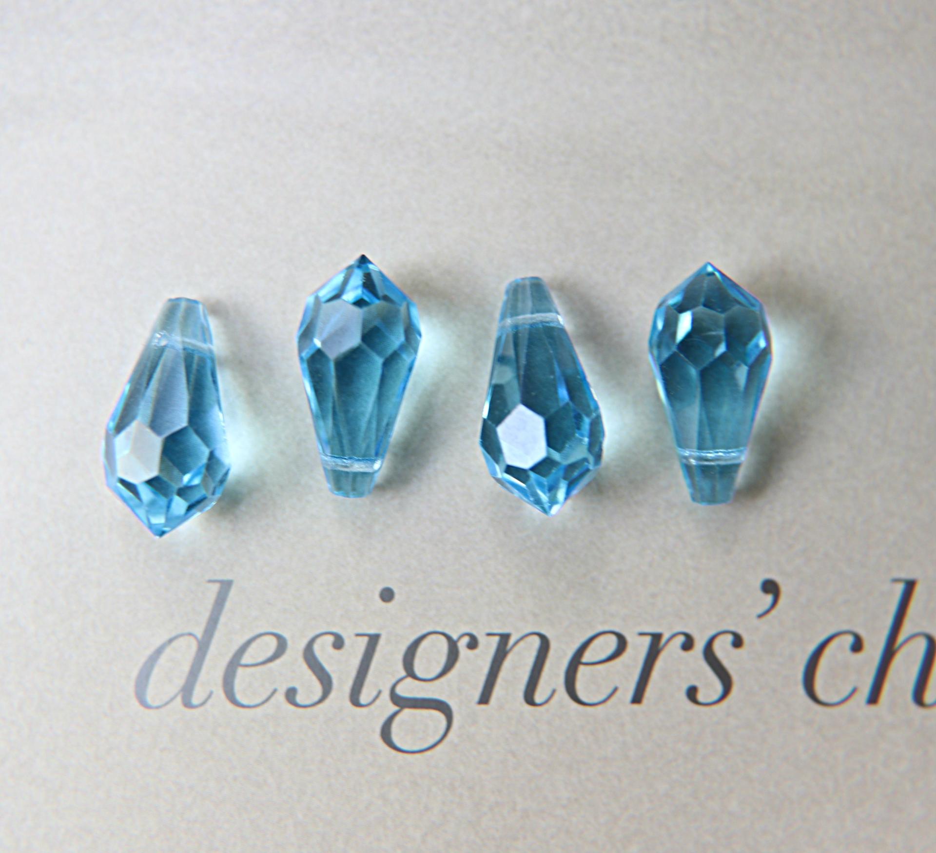 Vintage Czech Aquamarine crystal Drops 18x9 MM Fancy Crystal drops 3/12/36 Pieces