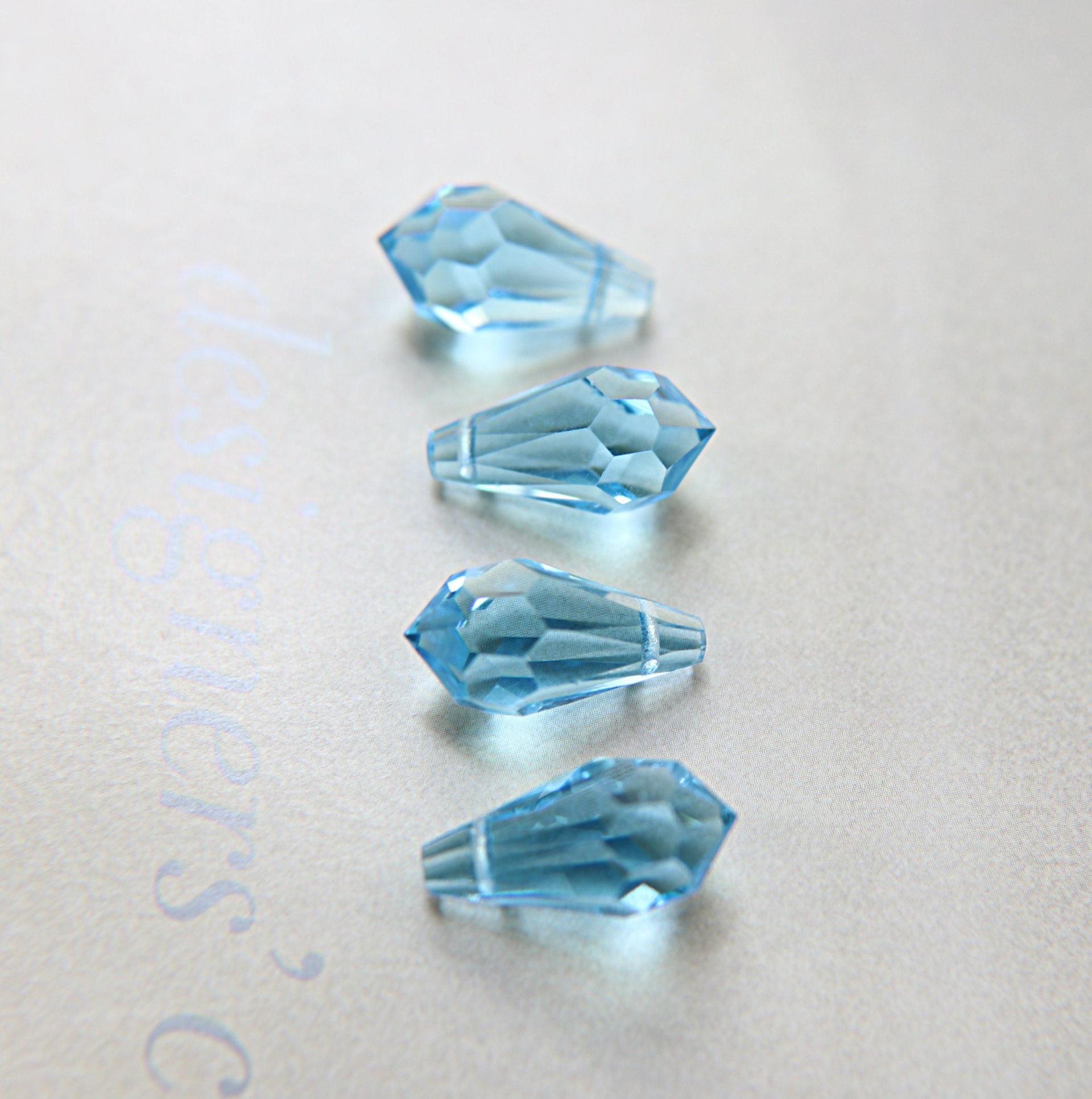 Vintage Czech Aquamarine crystal Drops 18x9 MM Fancy Crystal drops 3/12/36 Pieces