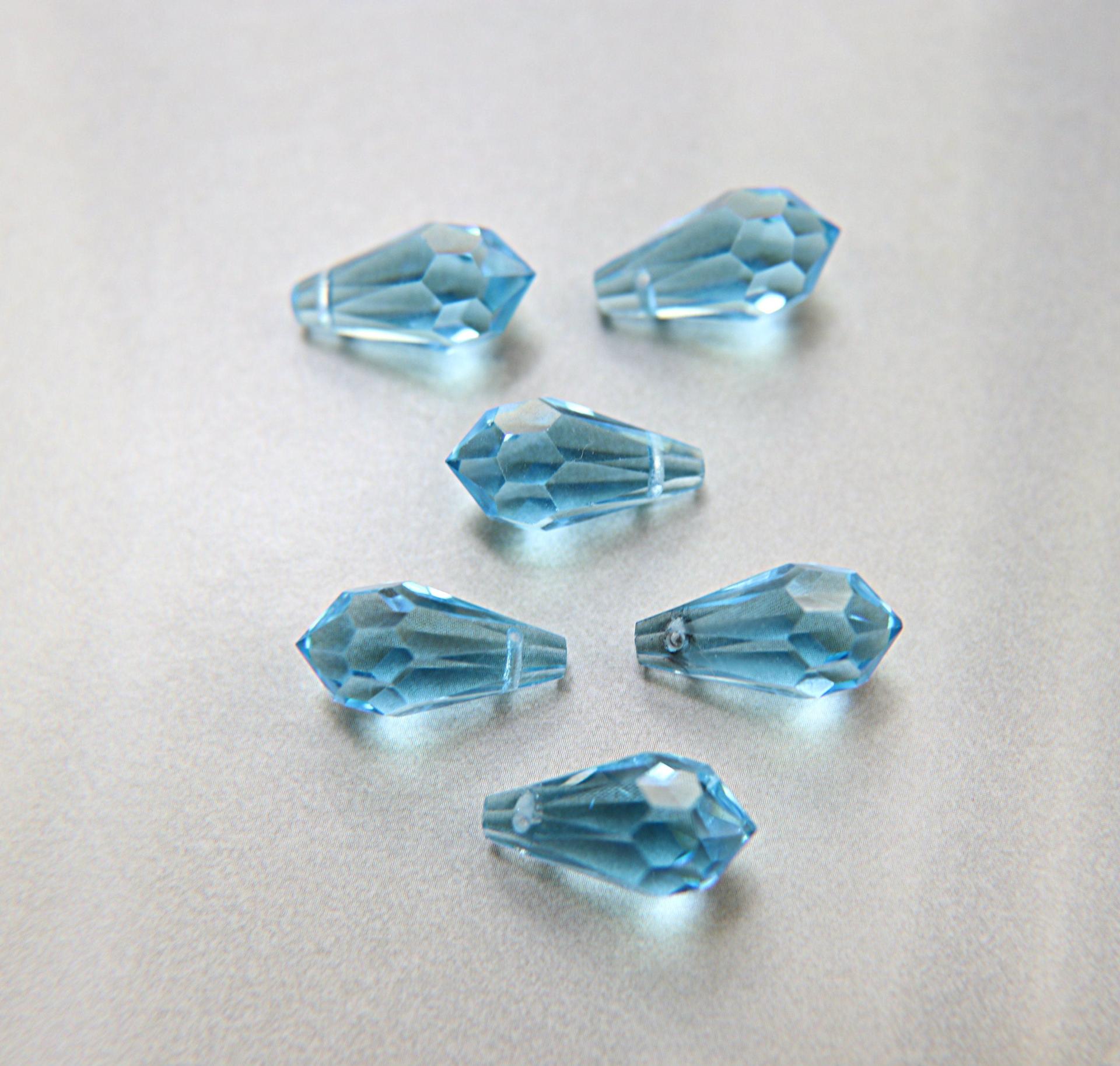 Vintage Czech Aquamarine crystal Drops 18x9 MM Fancy Crystal drops 3/12/36 Pieces