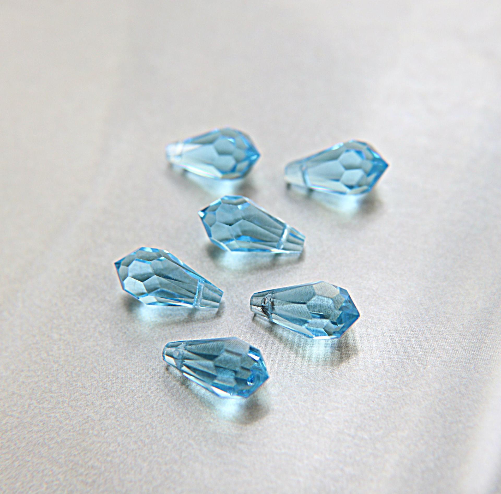 Vintage Czech Aquamarine crystal Drops 18x9 MM Fancy Crystal drops 3/12/36 Pieces