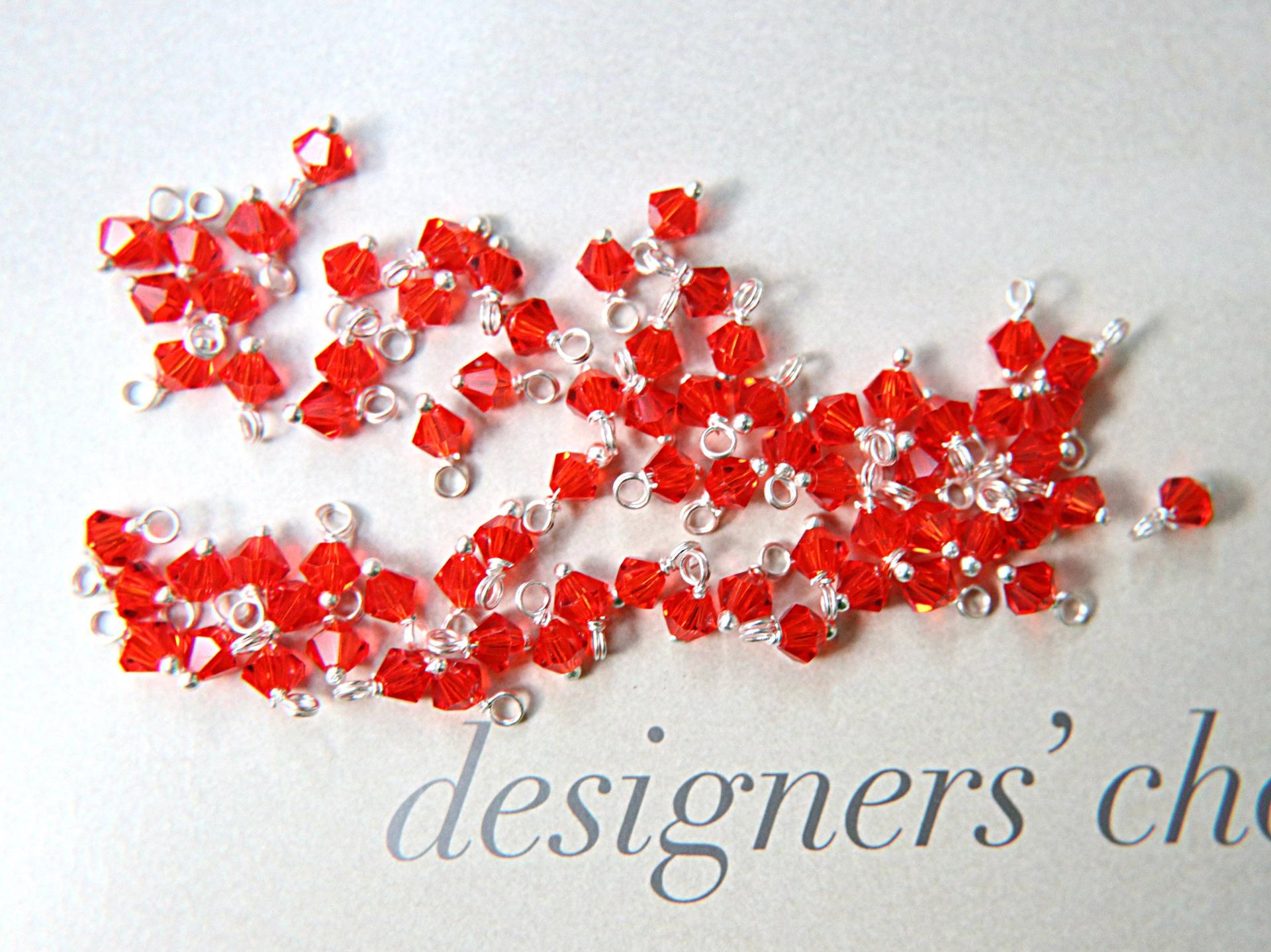 4mm Swarovski Hyacinth crystal dangles in Sterling Silver wire wrapped- charms- drops- jewelry making 72/144/432/1000Pieces