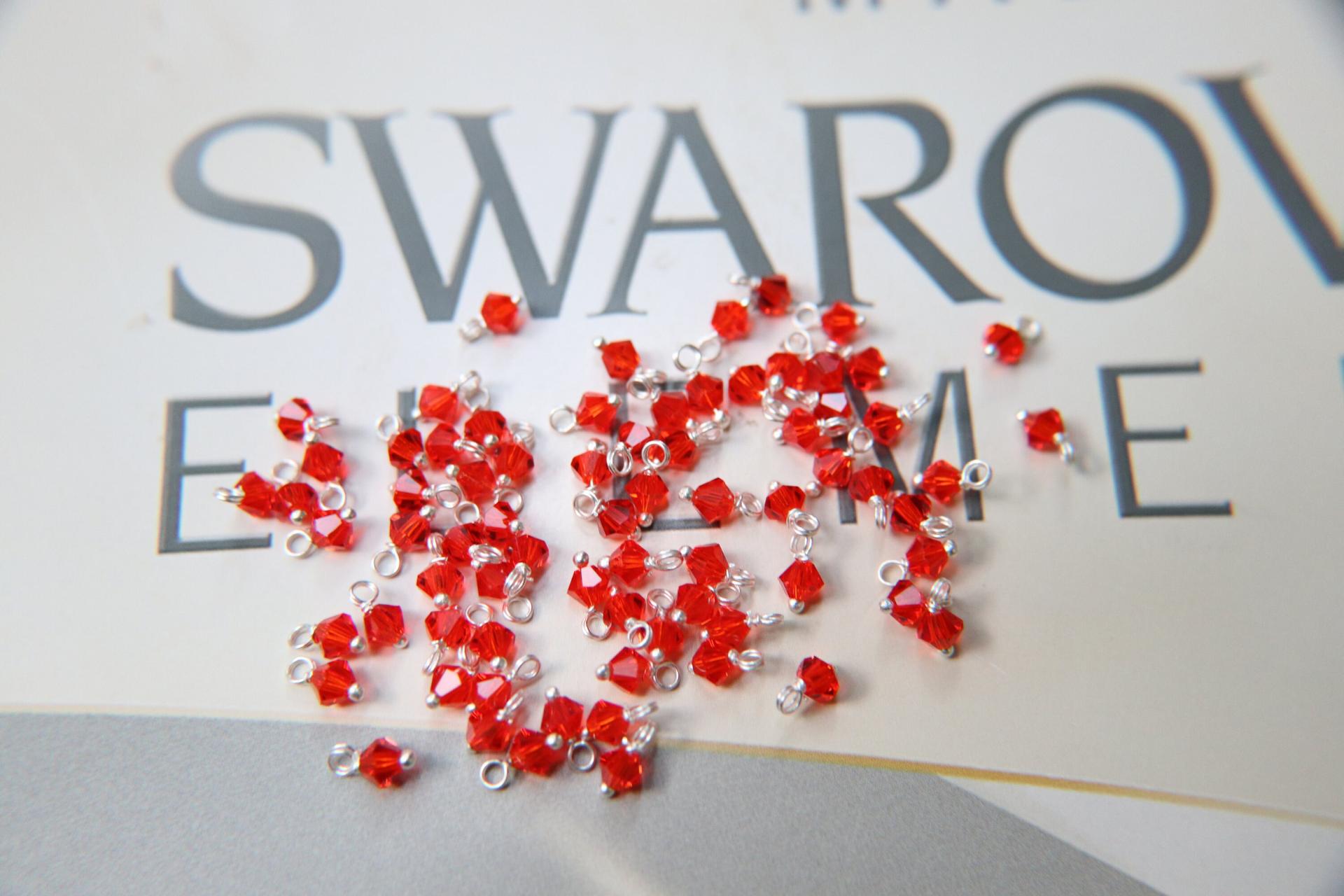 4mm Swarovski Hyacinth crystal dangles in Sterling Silver wire wrapped- charms- drops- jewelry making 72/144/432/1000Pieces