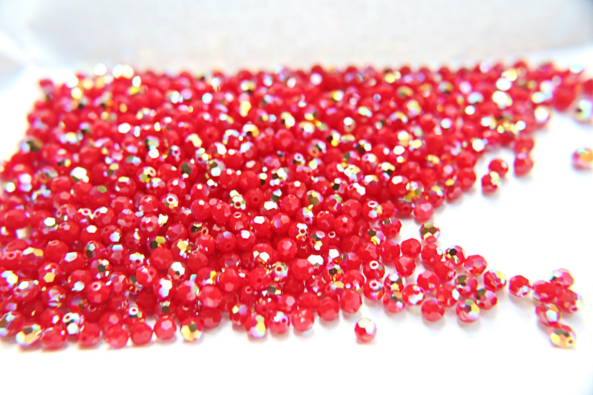 4mm Swarovski 5000  Dark Red Coral Aurore Boreale Faceted Round Beads 6/12/36/72/144/288/720/1440 Pieces Jewelry making beads