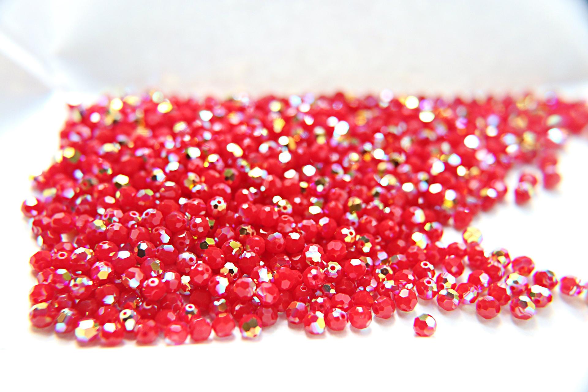 4mm Swarovski 5000  Dark Red Coral Aurore Boreale Faceted Round Beads 6/12/36/72/144/288/720/1440 Pieces Jewelry making beads
