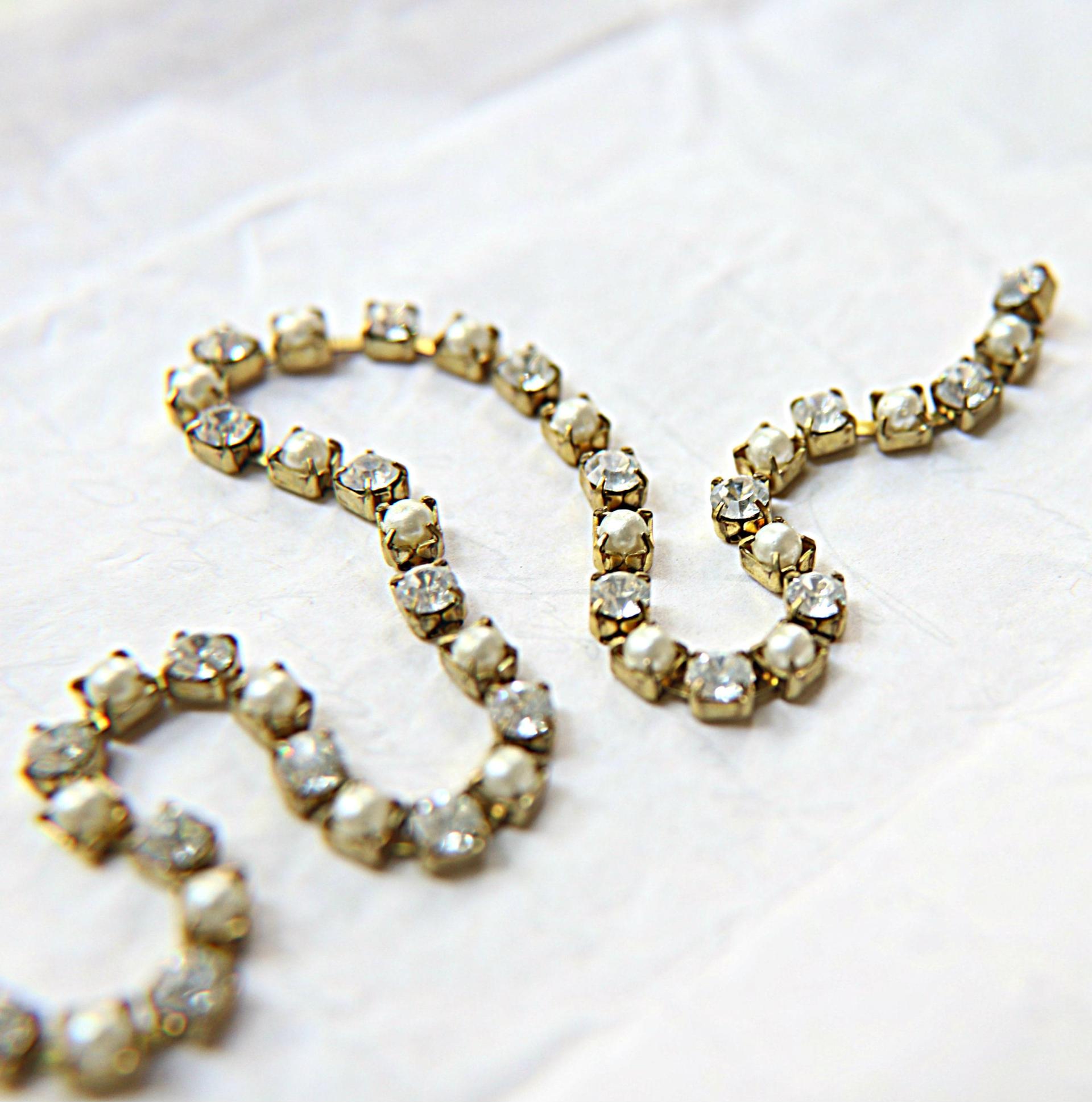 16ss Vintage Swarovski Rhinestone Chain in Crystal and Pearl (4mm) 0.5/1/2/5/15 Meters Wedding Bridal Supplies|Jewelry Making|Decoration