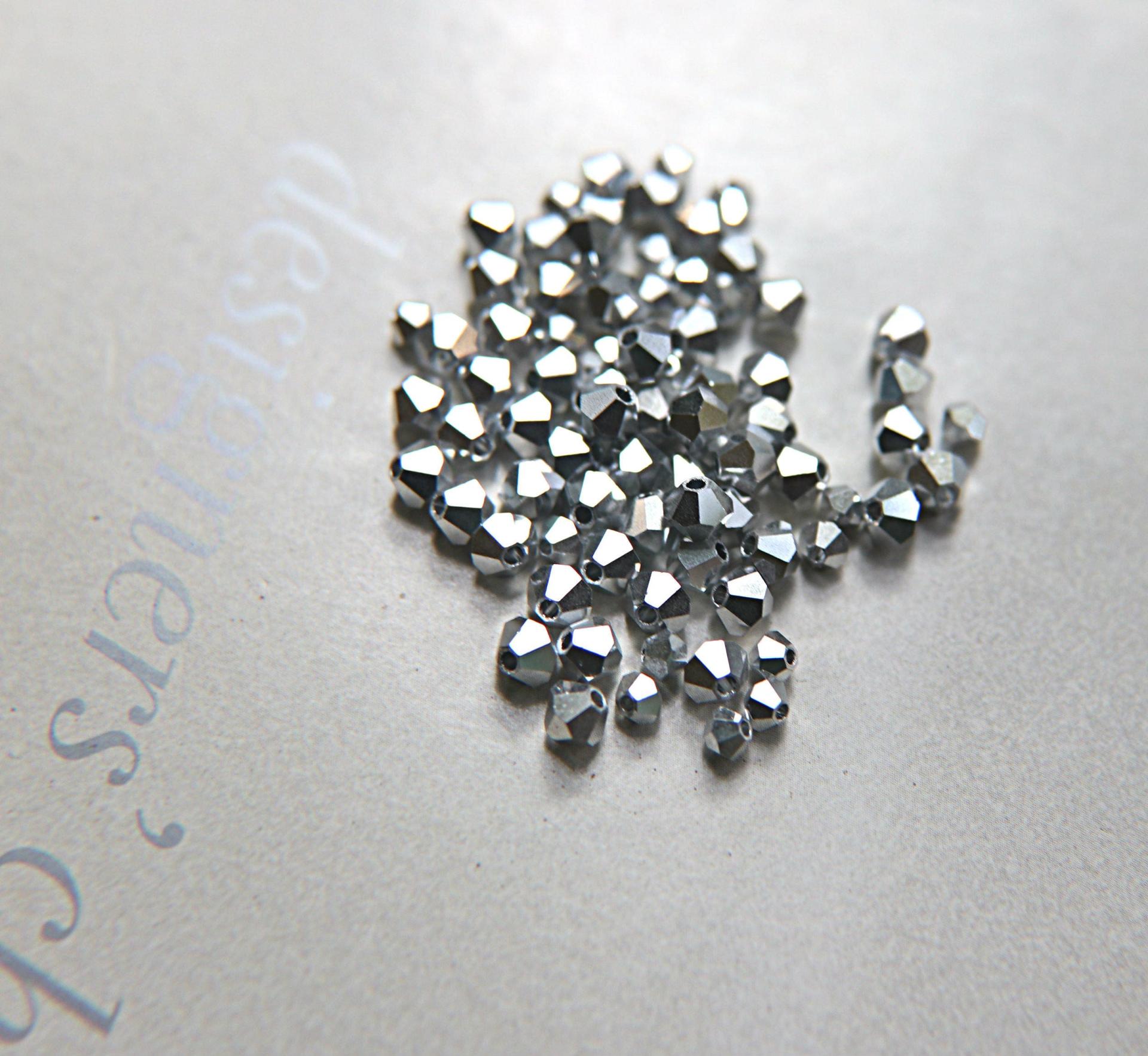 4/5mm Swarovski Crystal Metallic Crystal Comet Argent Light 2X FC Bicone beads 12/36/72/144/432/720 Pieces wedding embellishments, couture