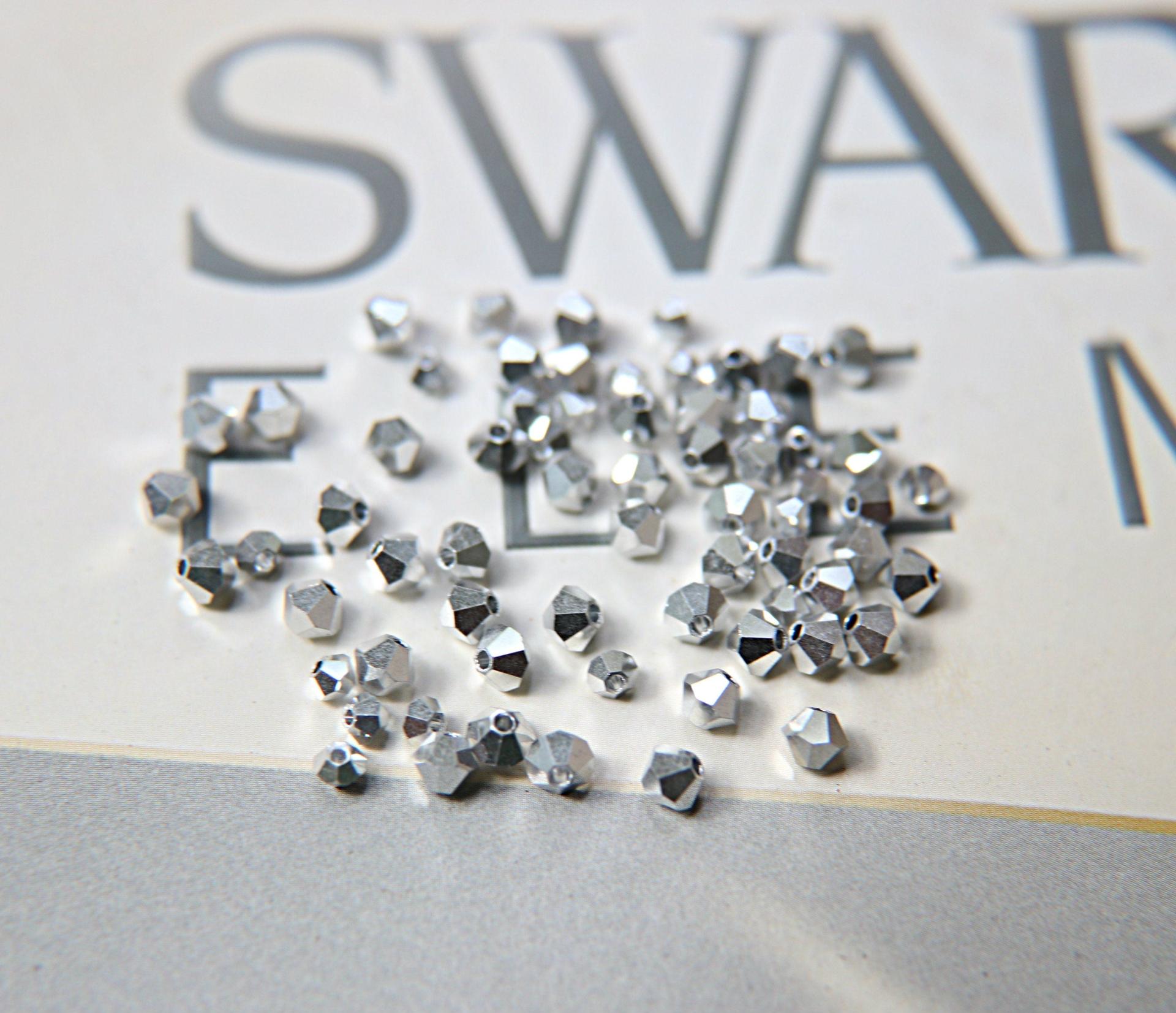 3mm Swarovski Crystal Metallic Crystal Comet Argent Light 2X FC Bicone beads 36/72/144/432/720 Pieces jewelry making, embroidery materials