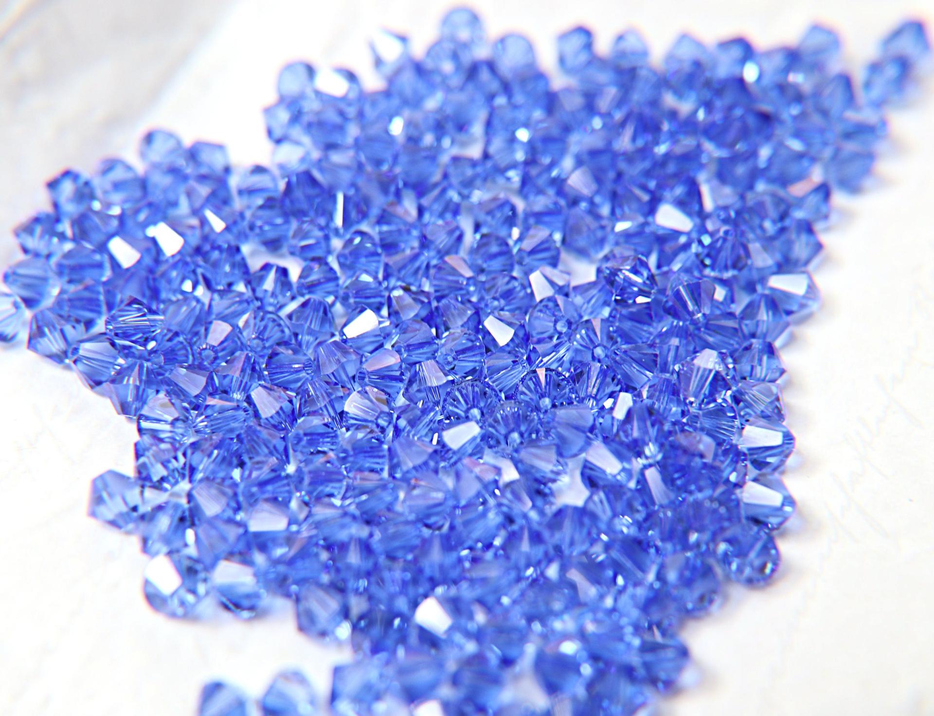 6mm Swarovski Sapphire Bicone Beads Cuts 12/36/72/144/288 Pieces (206) Jewelry supplies, rare findings, embroidery materials, premium beads
