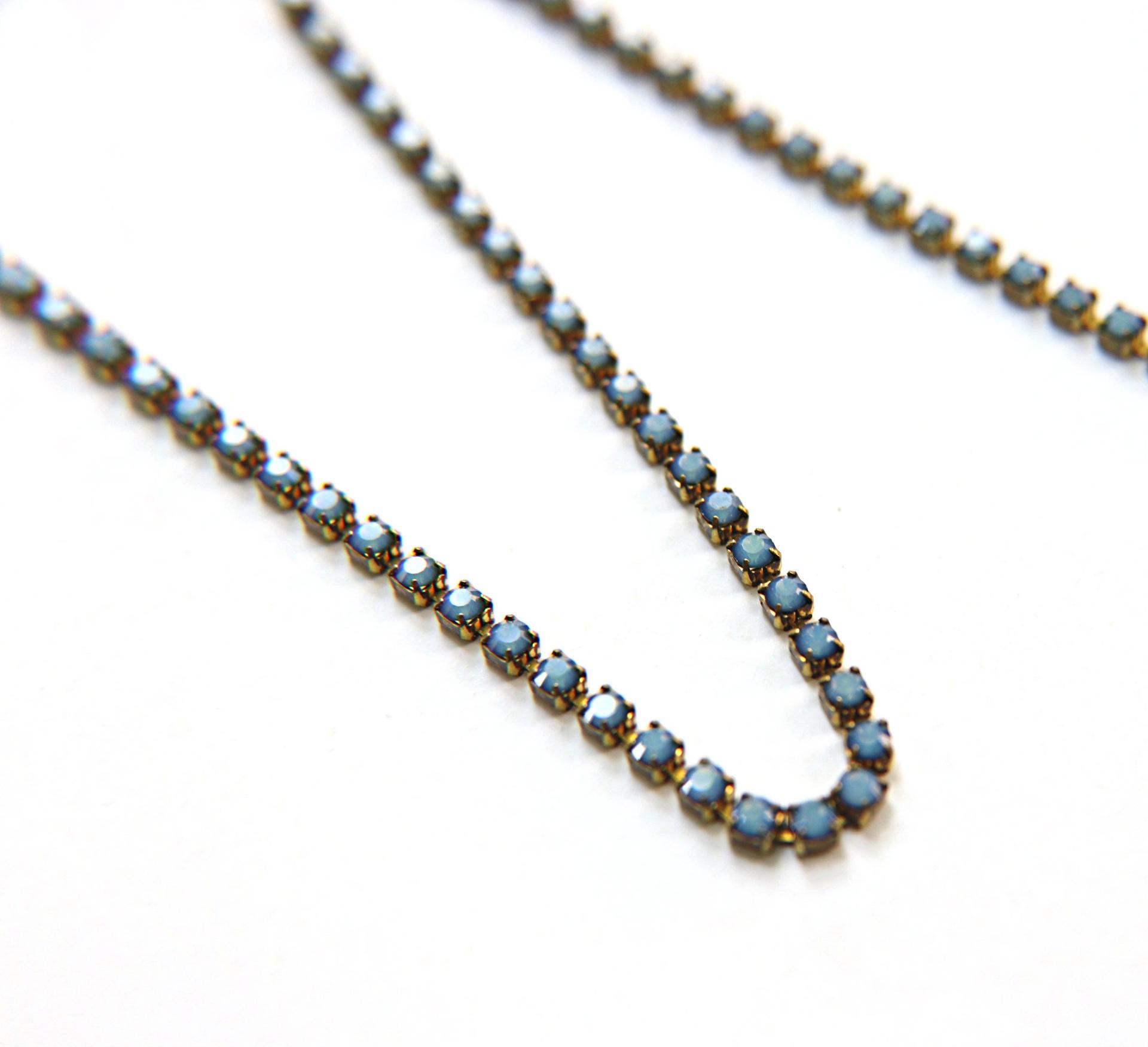 10SS Swarovski Rhinestone Cup Chain in White Opal Sky Blue 2.8mm Made in Austria 0.5/1/2/5 Meters vintage findings / jewelry making