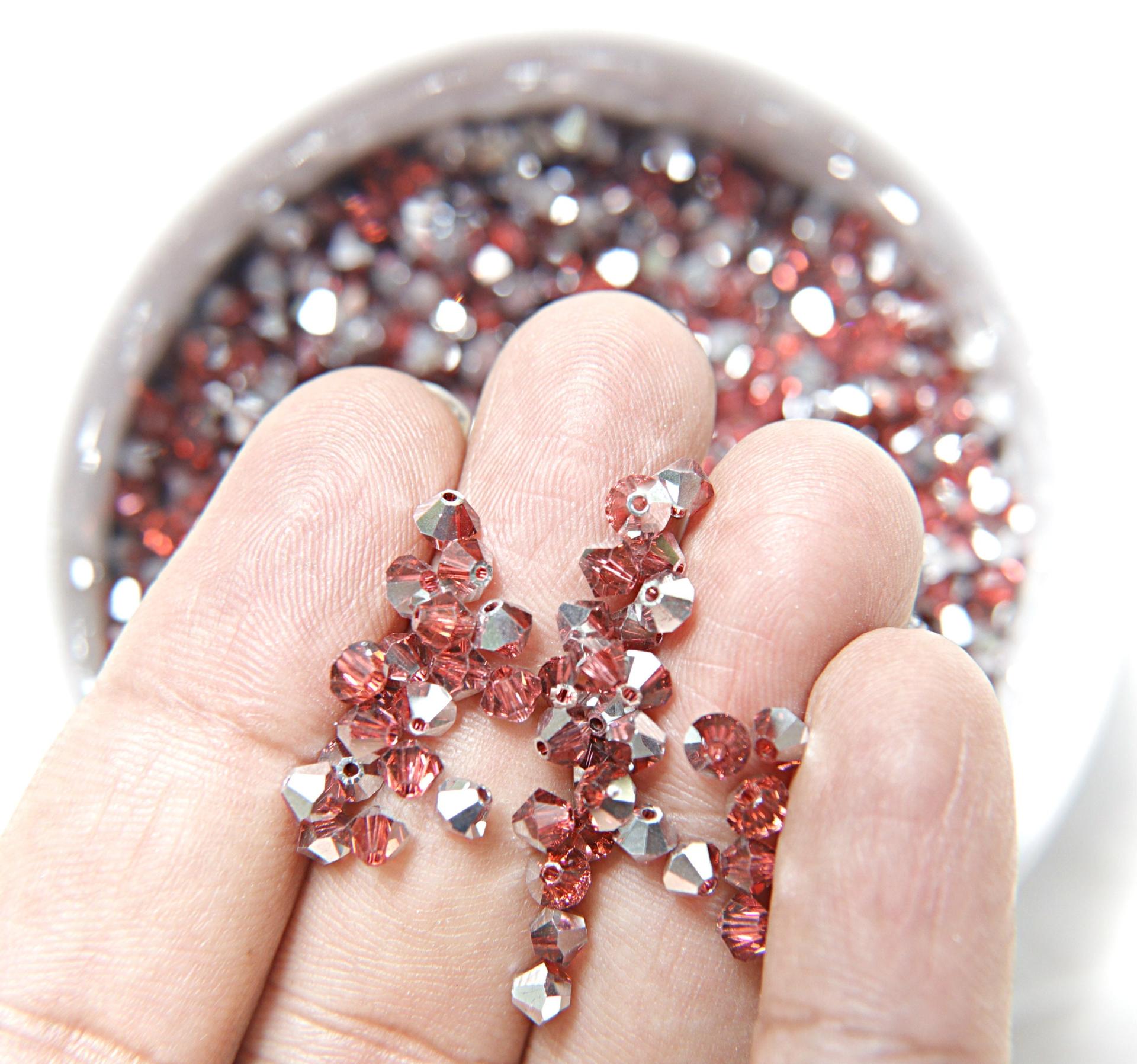 Swarovski (4mm) Padparadscha Comet Argent Light Bicones 36/72/144/432/720 Pieces