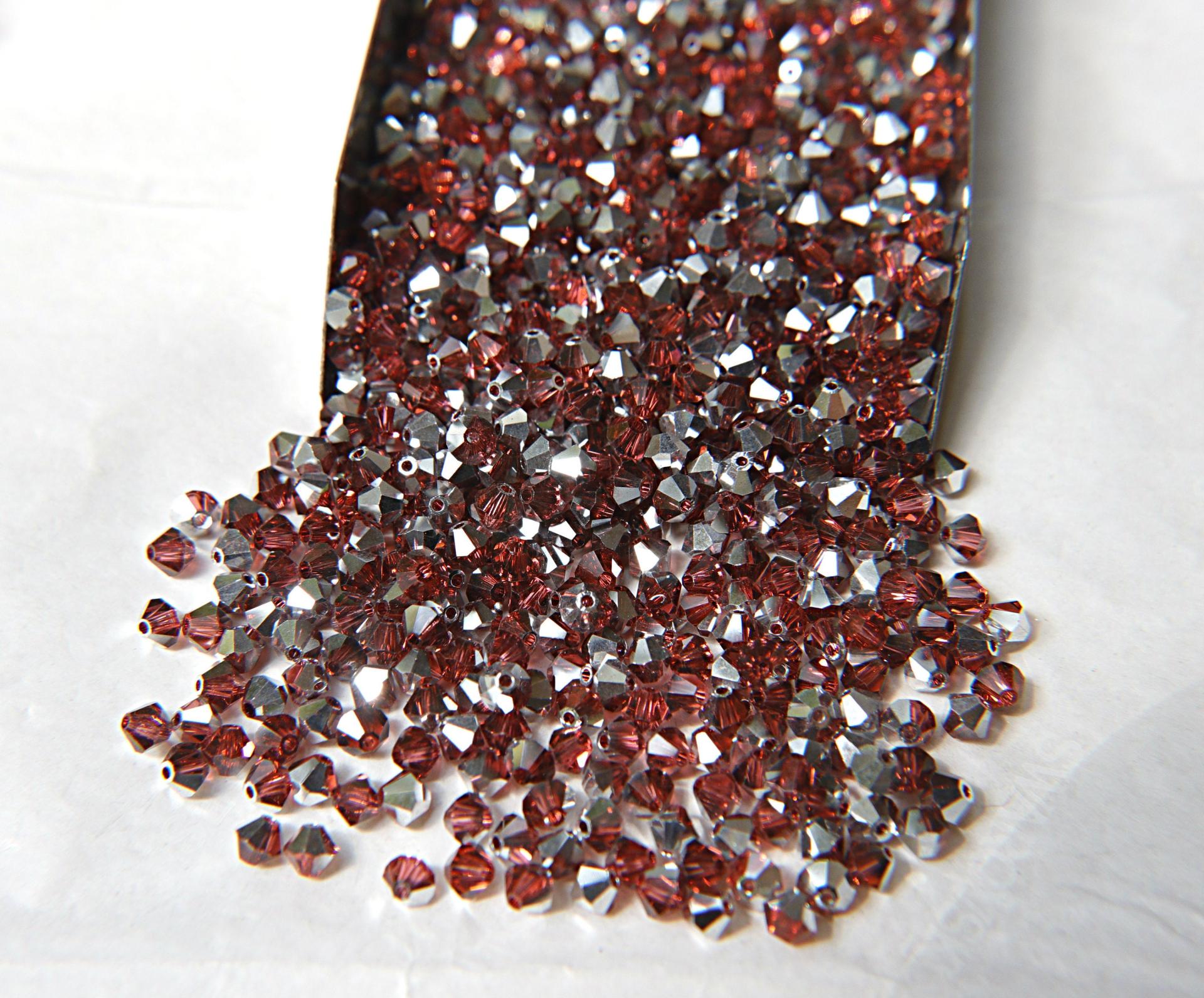 Swarovski (4mm) Padparadscha Comet Argent Light Bicones 36/72/144/432/720 Pieces