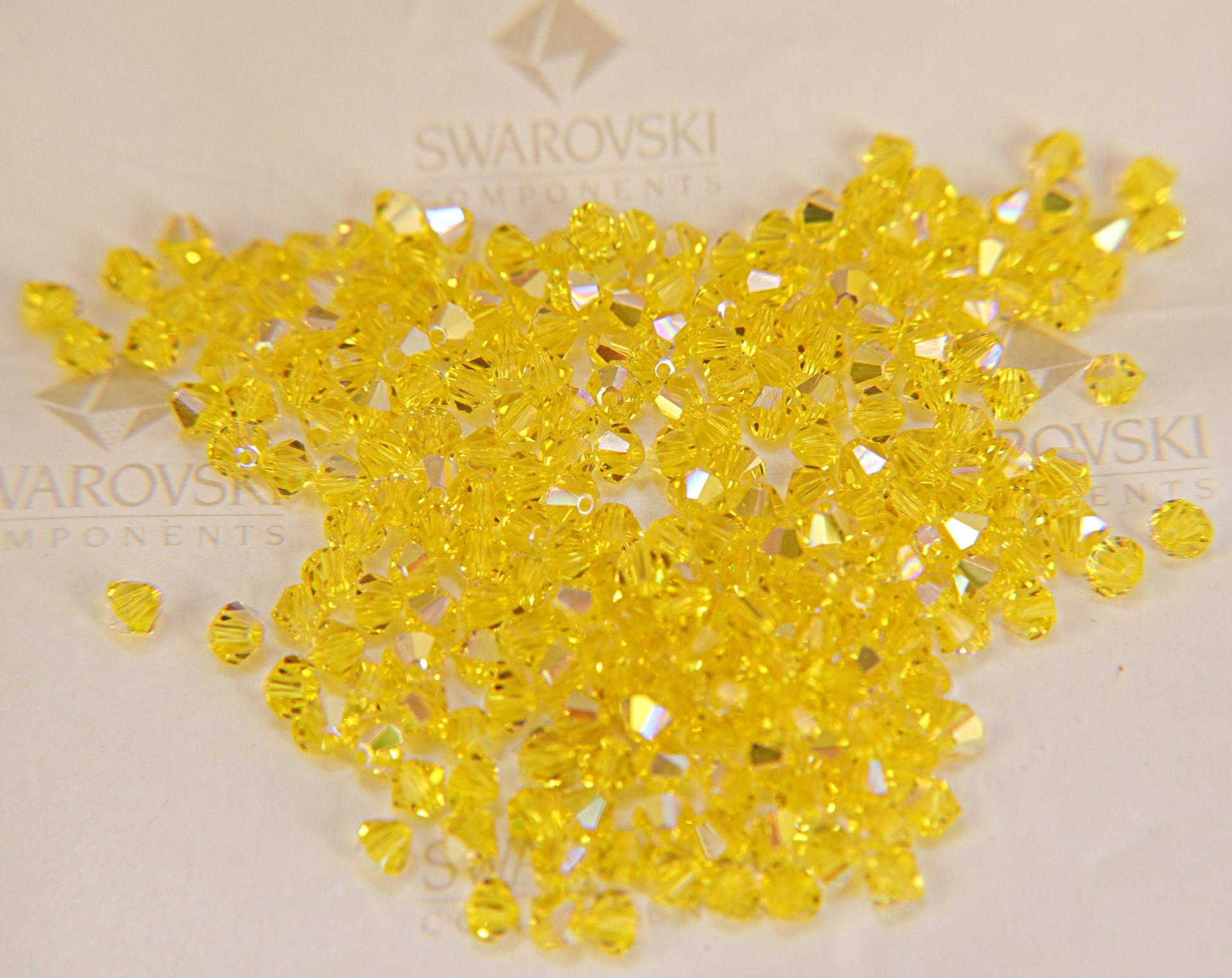 4mm Citrine Aurore Boreale Swarovski Bicone Cuts AB beads 36/72/144/432/720 Pieces rainbow beads, jewelry making, couture embellishments