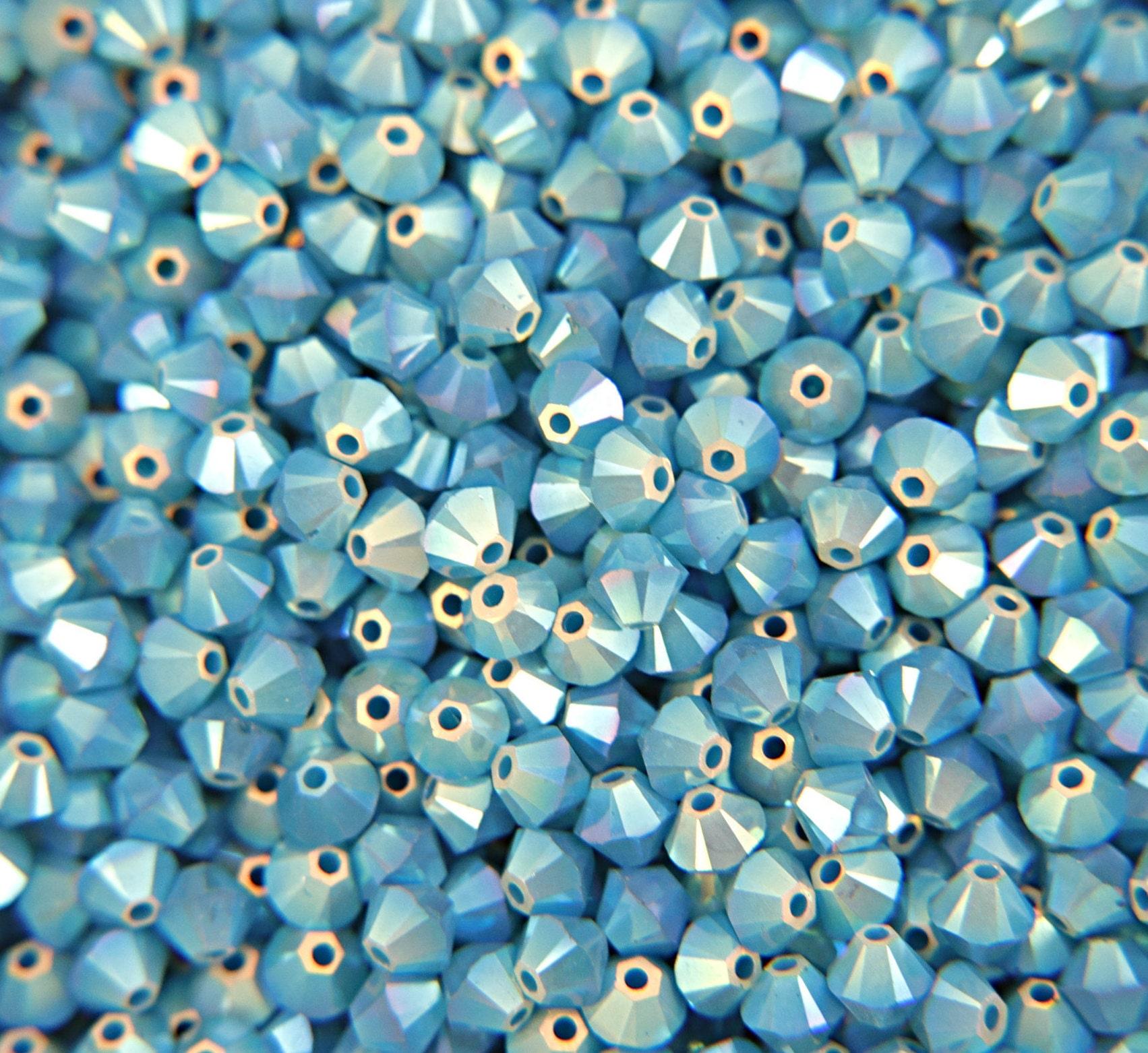 4mm Dark Caribbean Blue Opal (395) 2X Aurore Boreale Swarovski Bicone Cuts beads AB 36/72/144/432/720 Pieces embellishment couture
