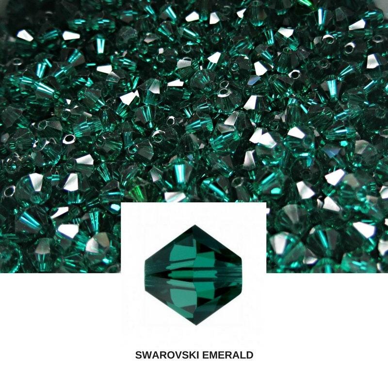 Emerald Swarovski Bicone (4mm) beads 36/72/144/432/720 Pieces Made in Austria jewelry making beads, craft supplies, embellishments, vintage