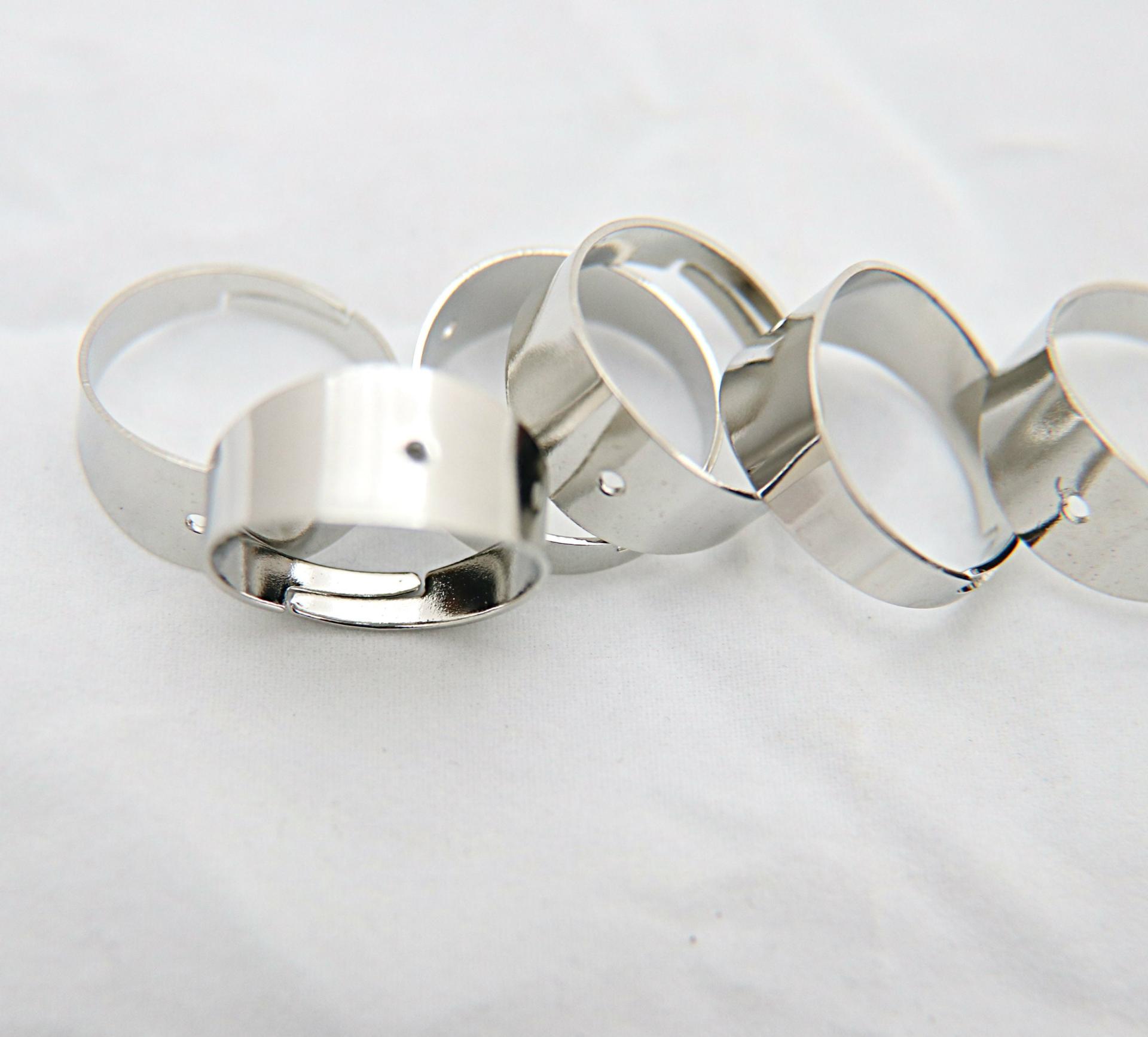 Adjustable Gold/Rhodium Plated Ring 20mm, finger ring findings,
