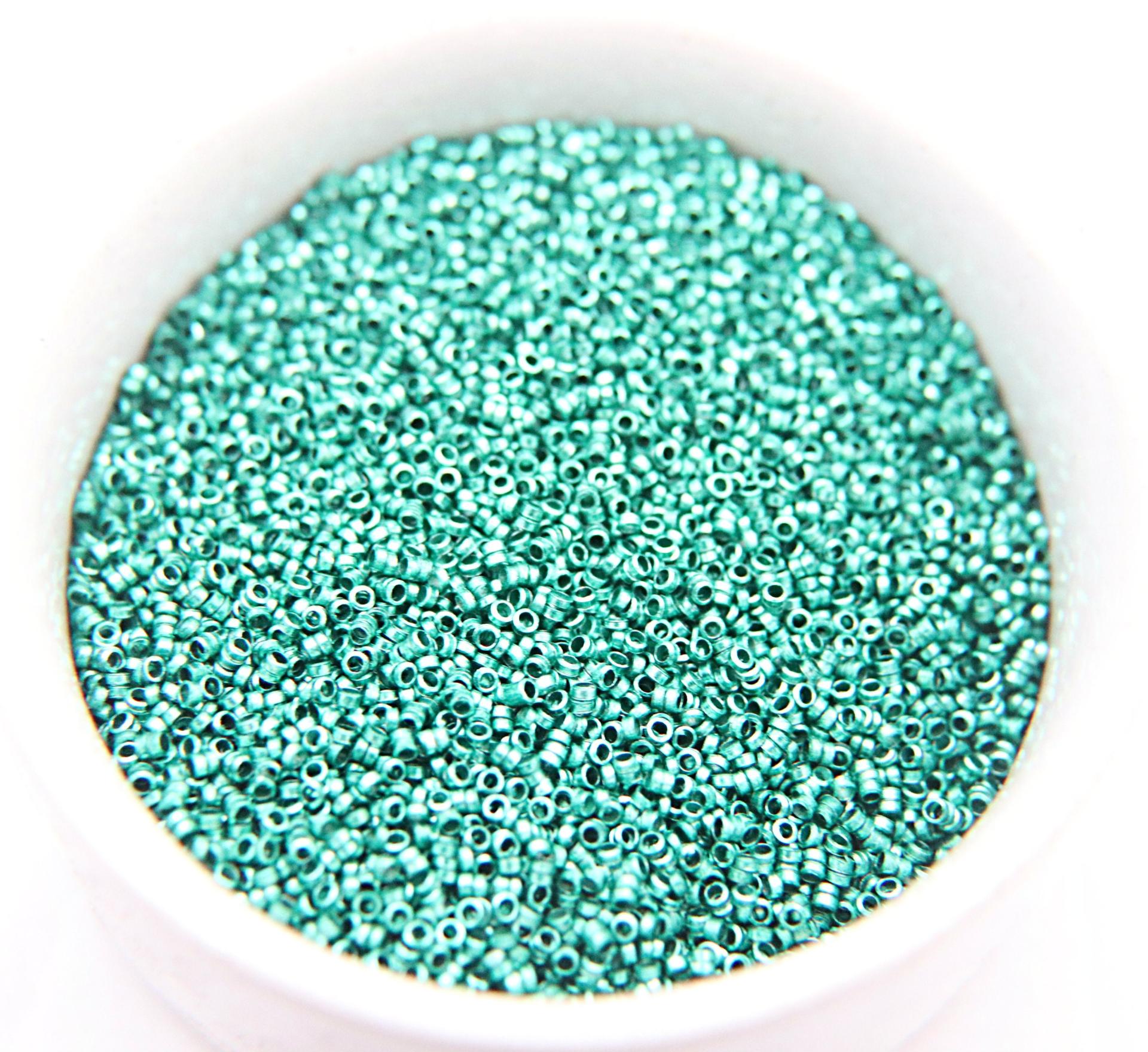 1.7mm Micro Teal Green Metallic Plated Tube Beads 5/10/100/500 Grams High Quality Nail Art / Haute Couture Embroidery / doll making