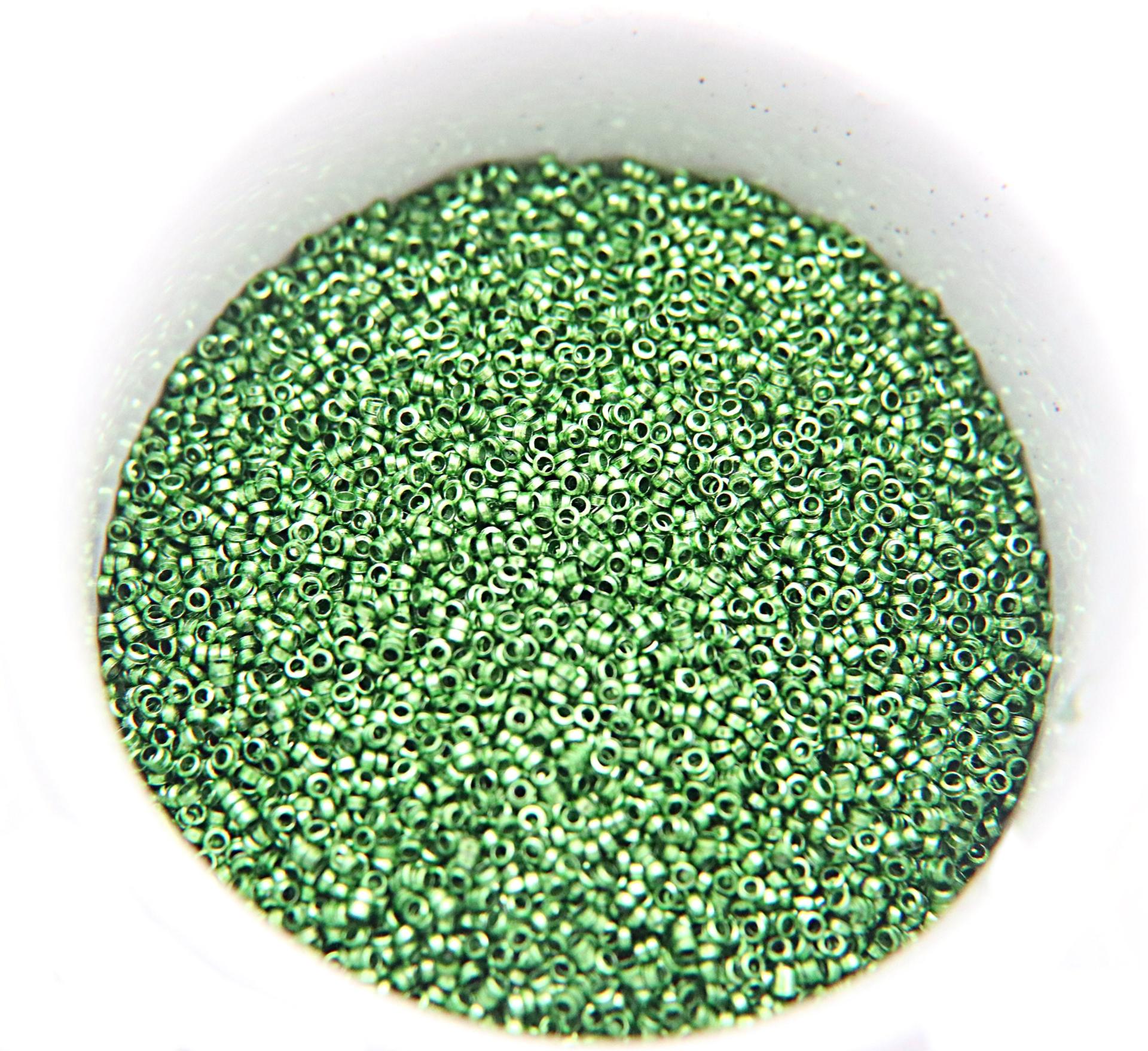 1.7mm Micro Fern Green Metallic Plated Tube Beads 5/10/100 Grams High Quality Nail Art / Haute Couture Embroidery / doll making