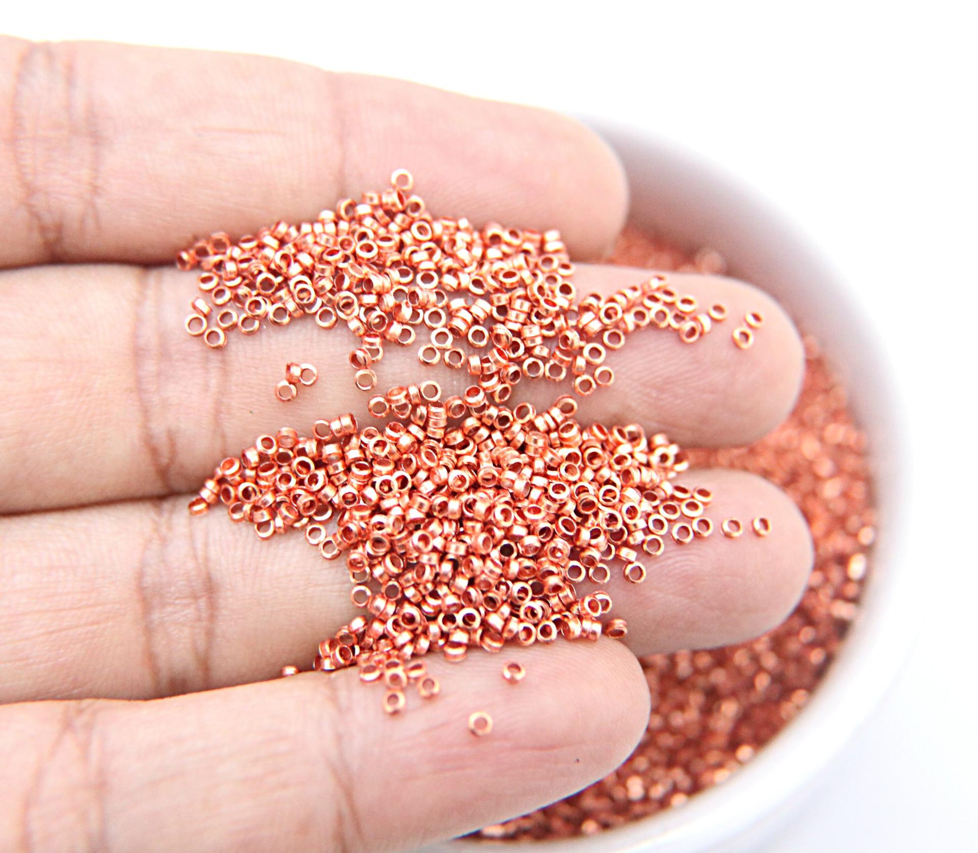 1.7mm Micro Rose Peach Metallic Plated Tube Beads 5/10/100 Grams High Quality Nail Art / Haute Couture Embroidery / doll making / craft bead