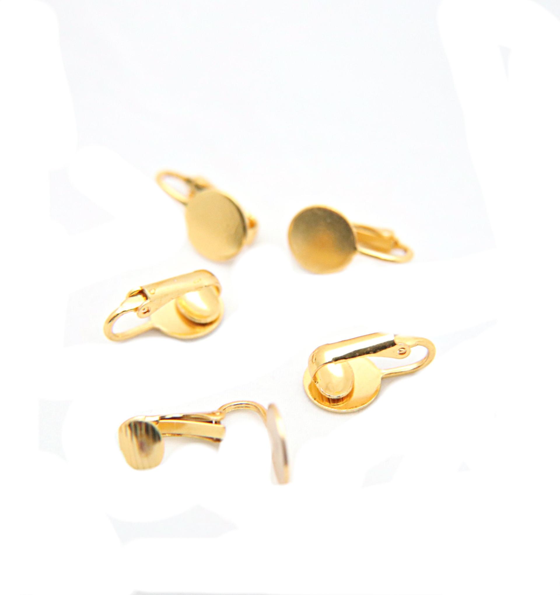 Clip-on Earrings findings, earrings fittings Gold/Rhodium, jewelry making