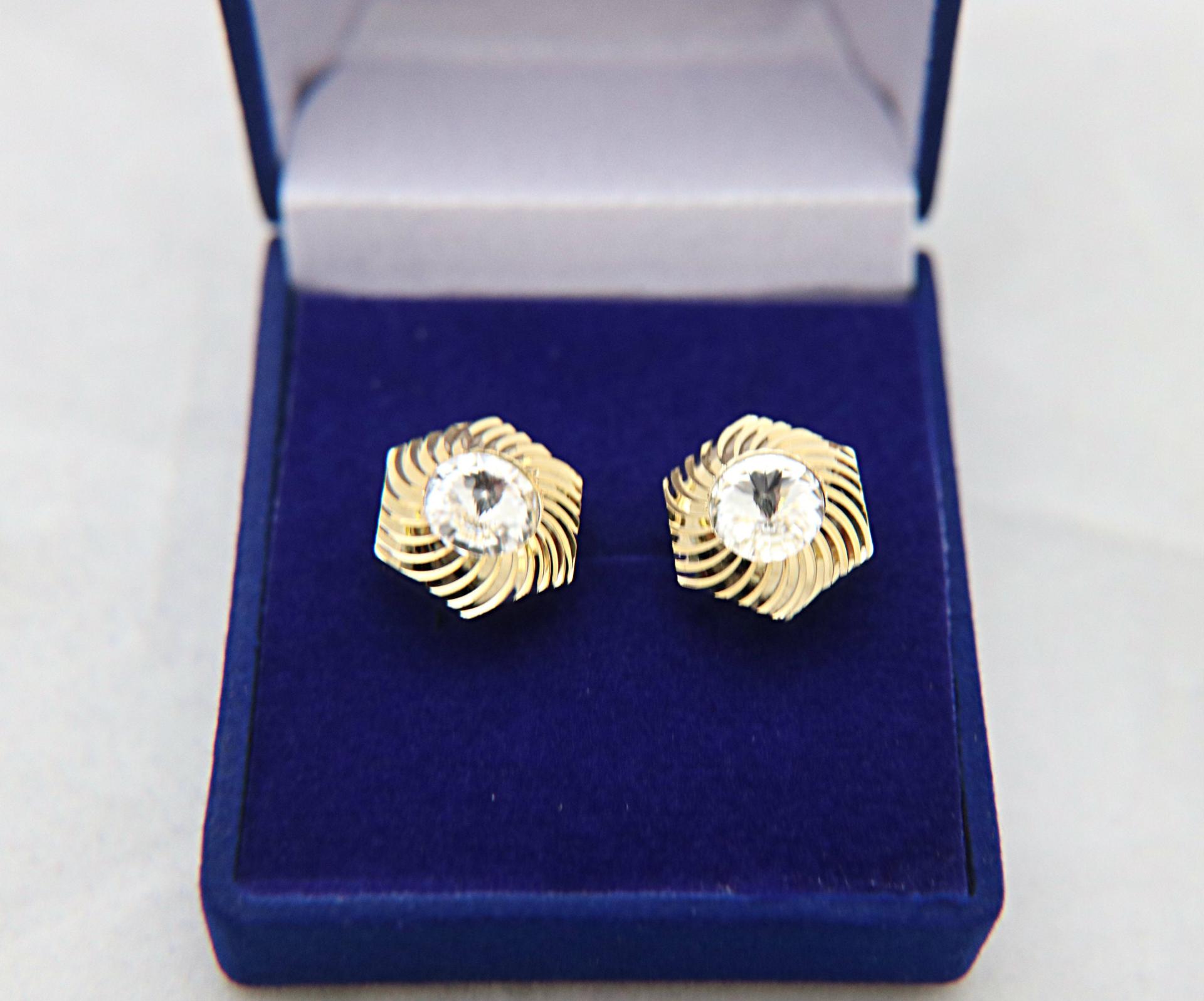 Swarovski Gold Cufflinks, Crystal Cuff links Man Father Of The Bride Groomsmen Gift For Him, Wedding, Gold crystal