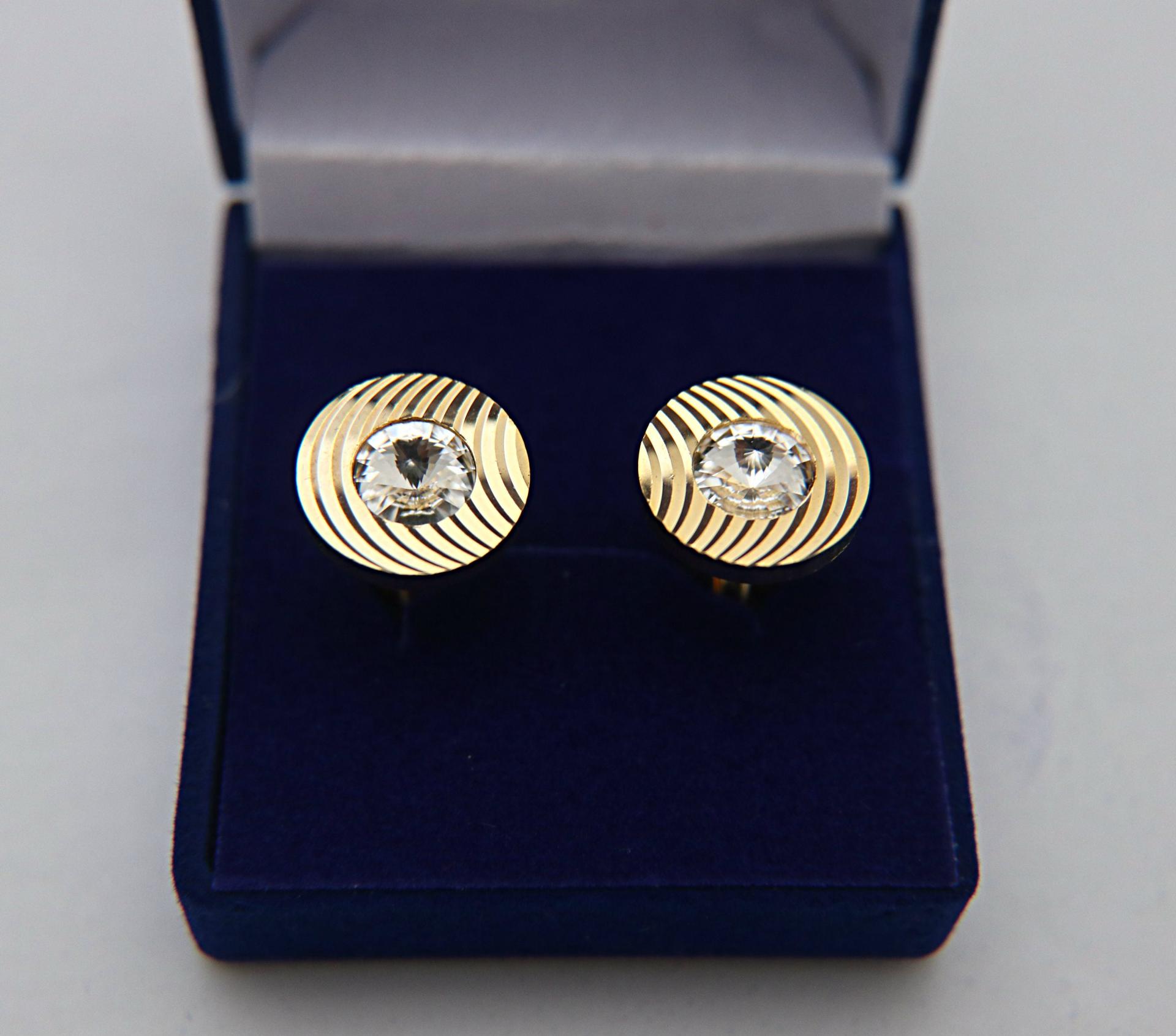Swarovski Gold Cufflinks, Crystal Cuff links Man Father Of The Bride Groomsmen Gift For Him, Wedding, Gold crystal
