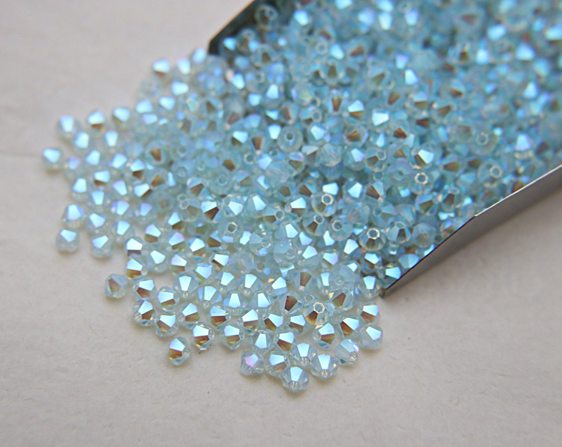 Swarovski (4mm) Light Azore AB 2X FC Bicones Rainbow Beads 36/72/144/432/720 Pieces, embroidery materials, embellishments couture