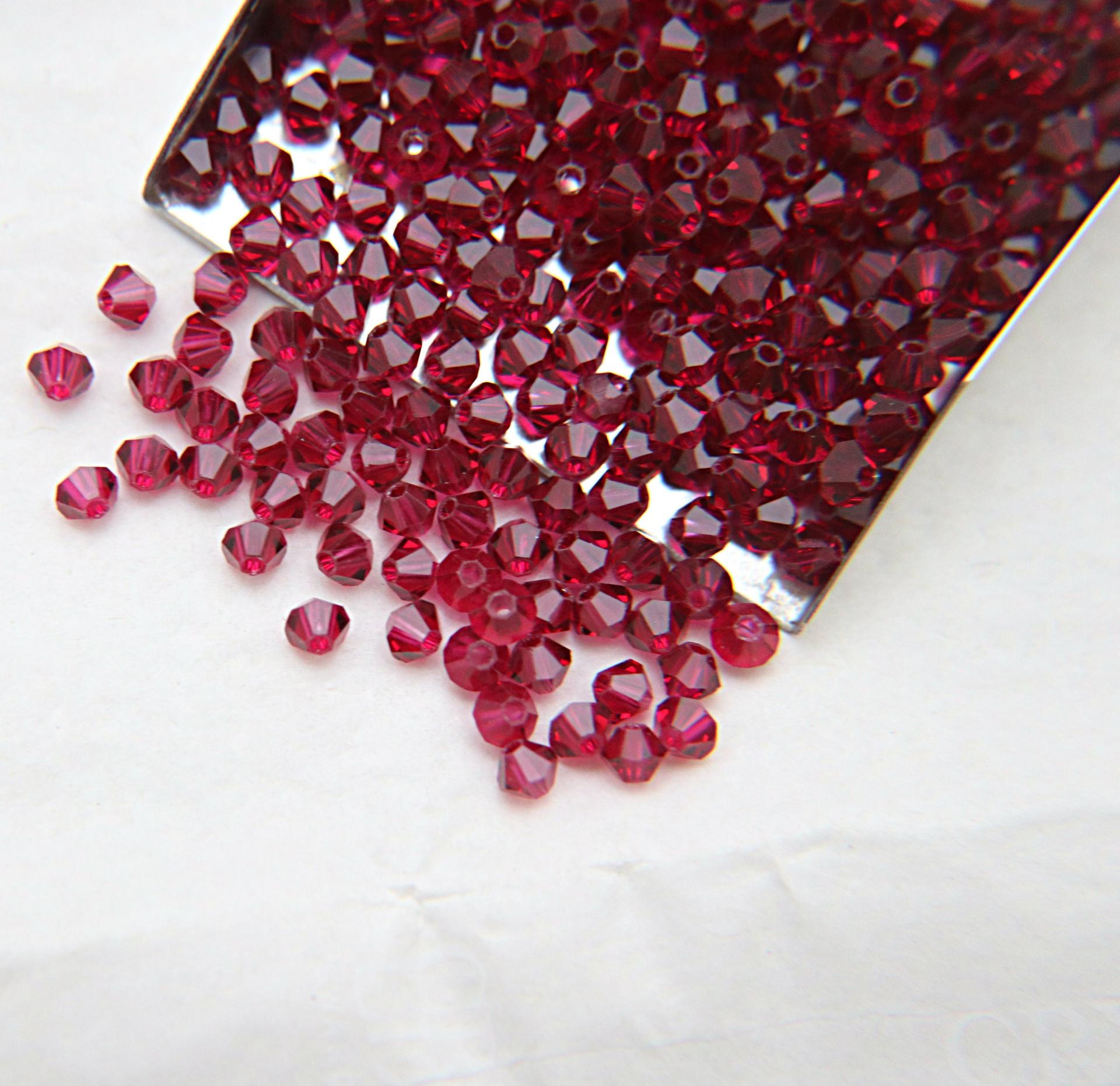 Ruby (3mm) Swarovski Bicone beads 36/72/144/432/720 Pieces (501) Jewelry making beads, couture embellishments, embroidery materials