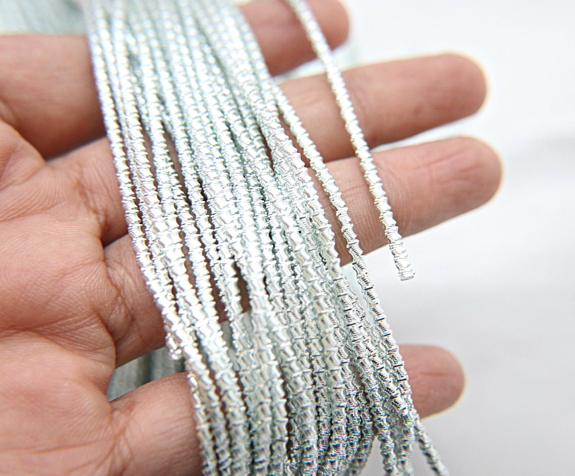 Silver designer Metallic wire 2.5mm French Wire, Bullion Wire, Gimp Wire 50/100/200/400 Grams, embroidery materials, couture