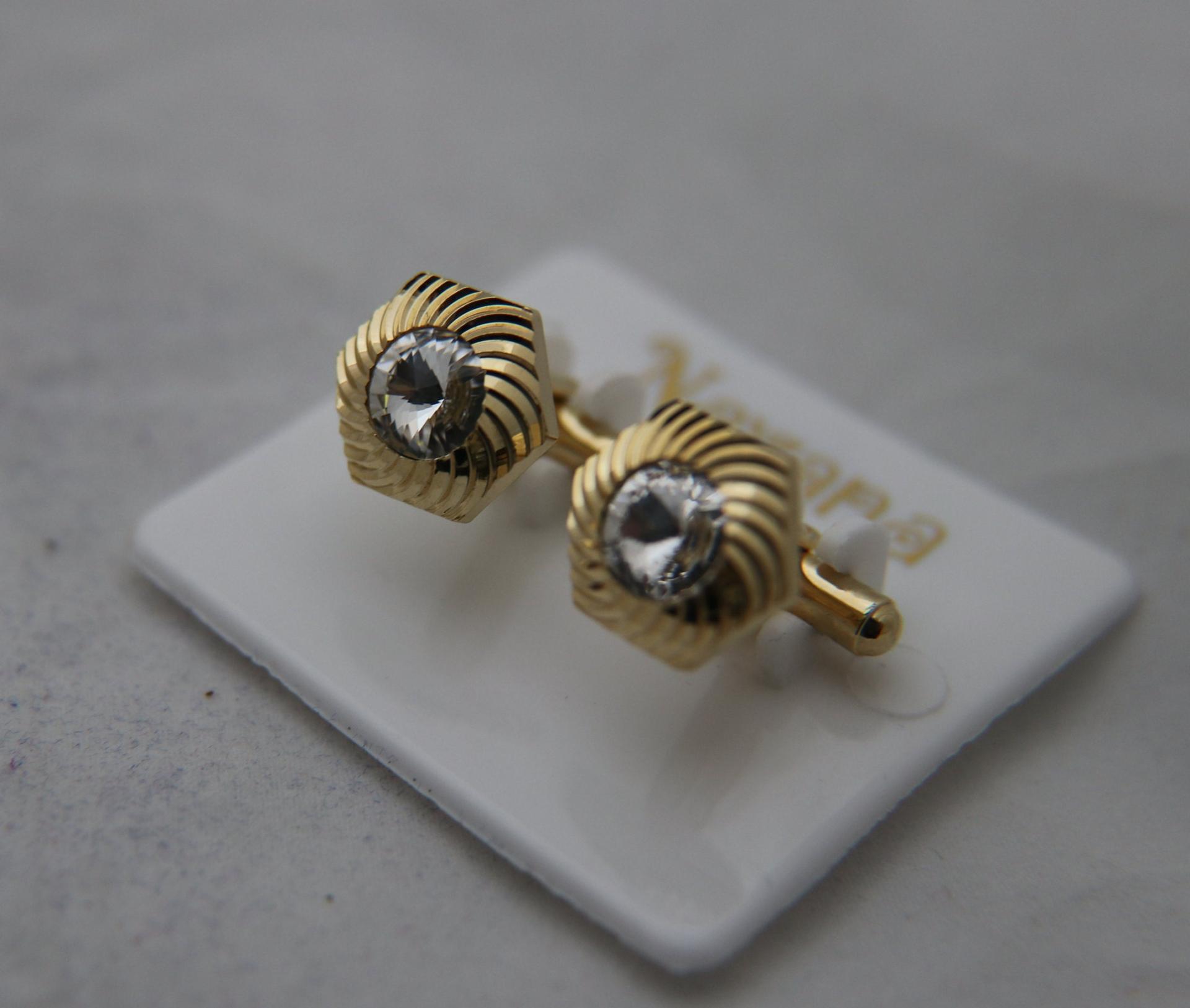 Swarovski Gold Cufflinks, Crystal Cuff links Man Father Of The Bride Groomsmen Gift For Him, Wedding, Gold crystal