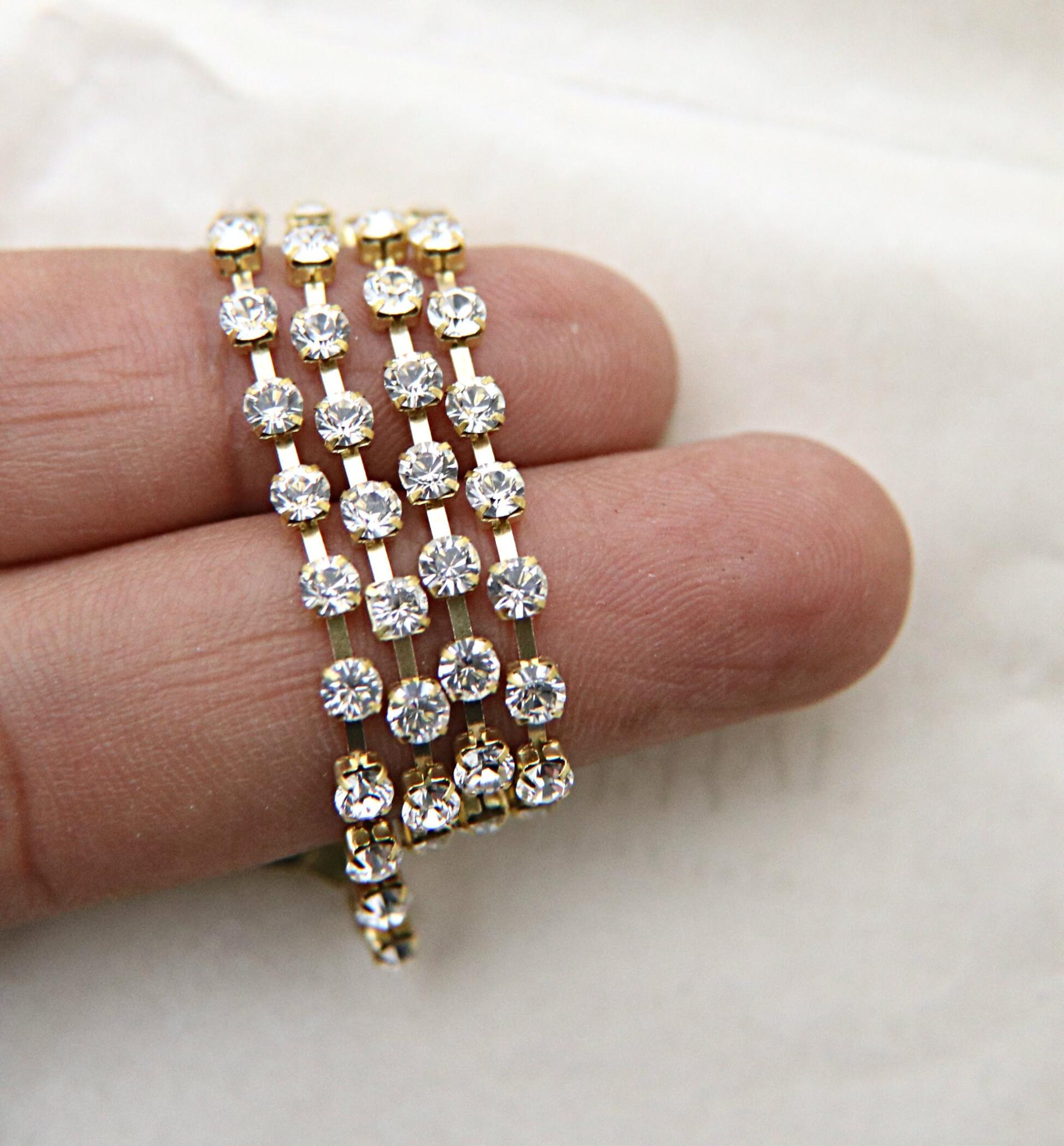 10/12 SS Swarovski Cup Chain in Crystal Xillion 3mm Made in Austria 0.5/1/2/5 Meters strass chains embroidery materials, wedding decorations