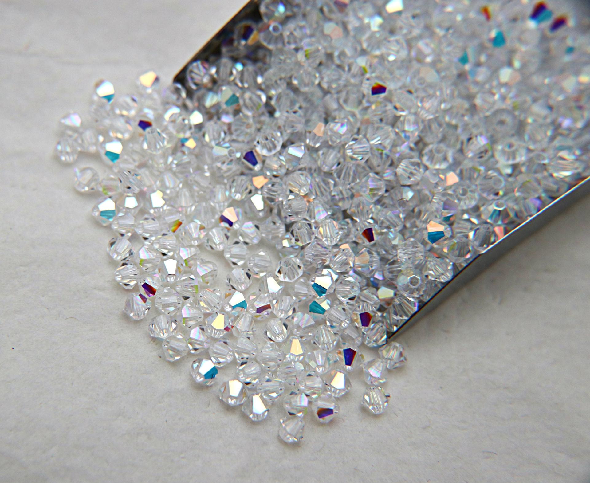 3/4mm Crystal Aurore Boreale Swarovski Bicone Crystal beads 50 Gross rainbow beads, jewelry making, couture beading