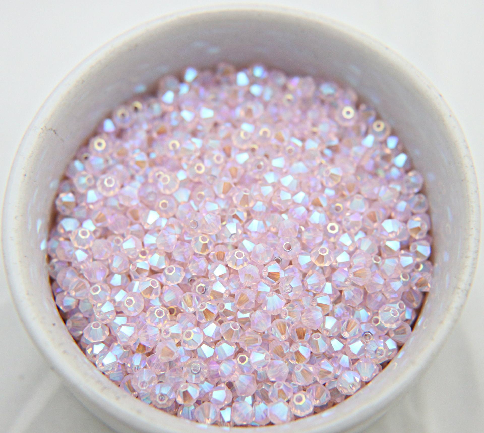Swarovski (3/4mm) Rosaline AB 2X FC Bicones Beads Rainbow 36/72/144/432/720 Pieces (508) beads, jewelry making, couture embellishment
