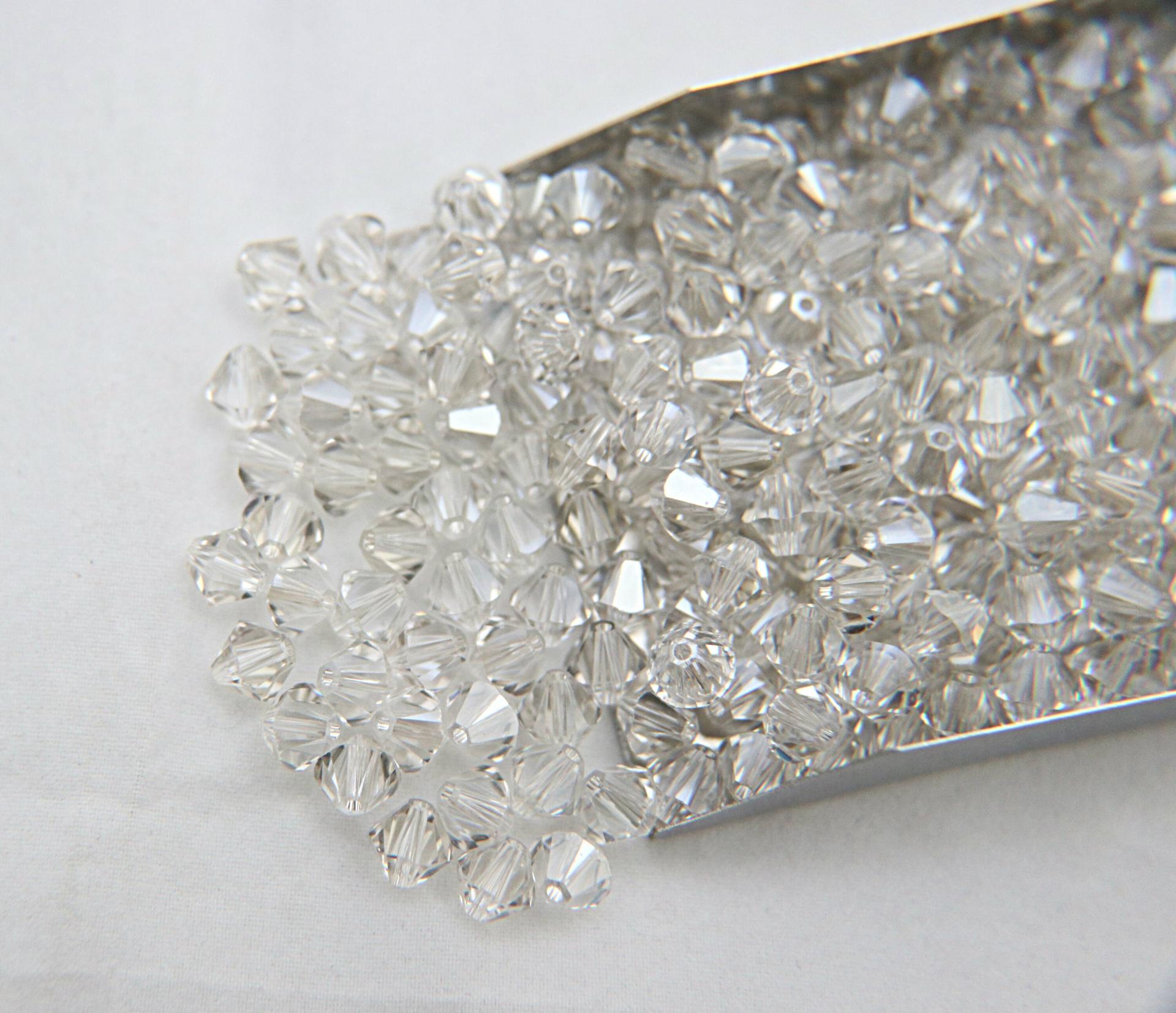 6mm Crystal Silver Shade Swarovski Bicone Cuts 12/36/72/144/288 Pieces (234) jewelry making/embroidery materials / premium vintage materials