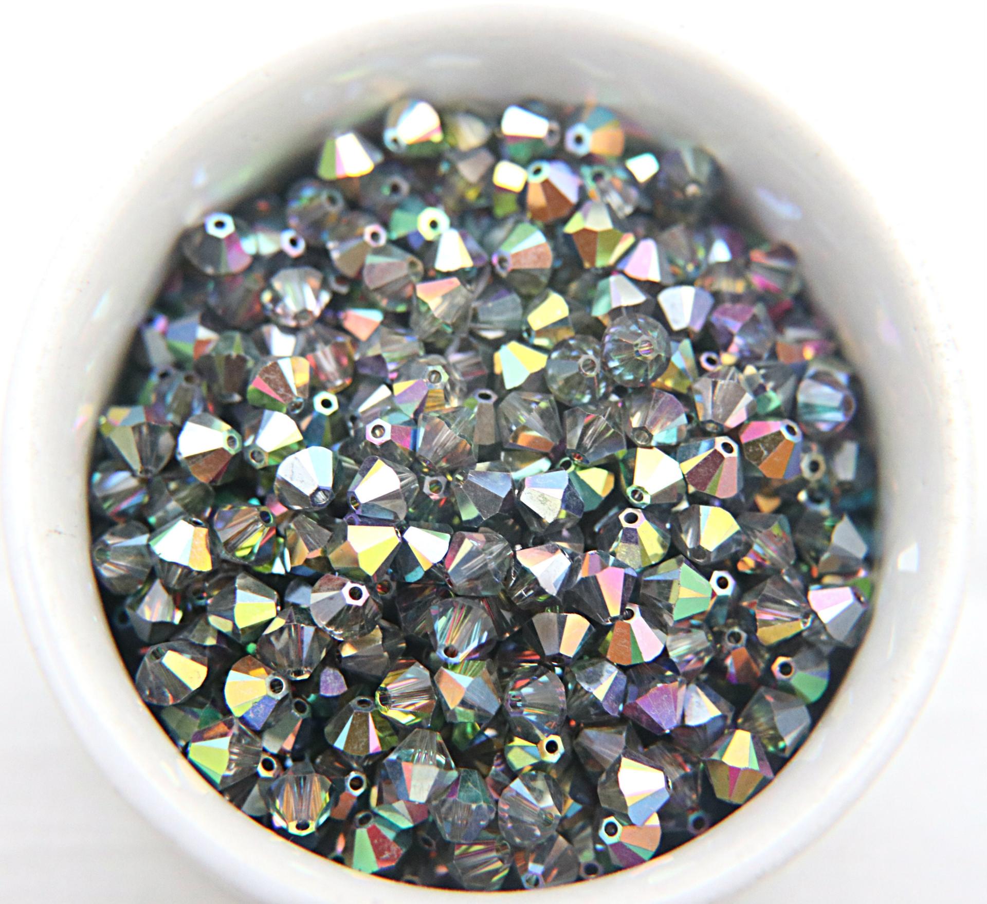 6mm Crystal Light Vitrail Medium Bicone beads Cuts 12/36/72/144/288 Pieces (234) rainbow jewelry making, couture embellishments, premium