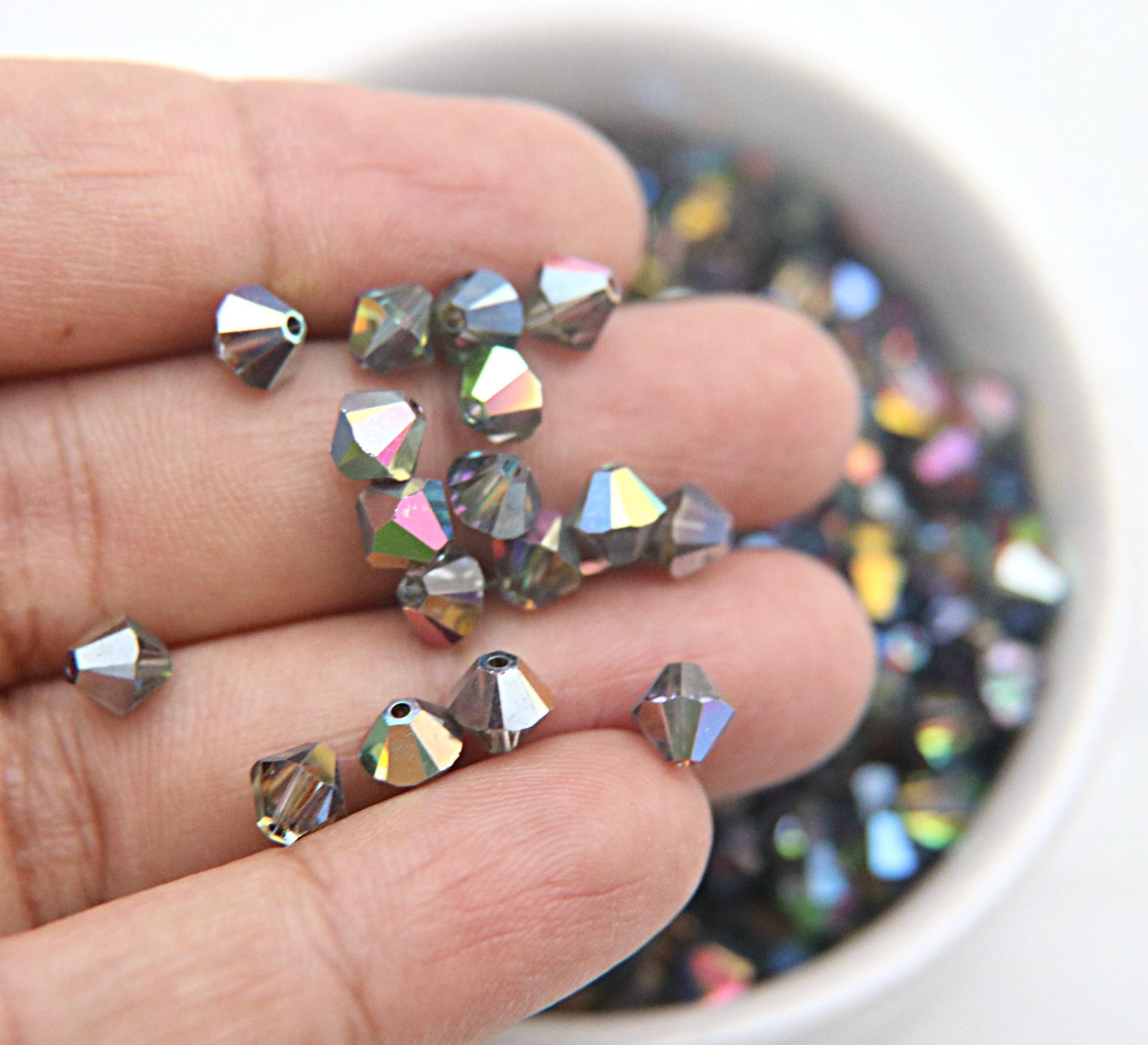 6mm Crystal Light Vitrail Medium Bicone beads Cuts 12/36/72/144/288 Pieces (234) rainbow jewelry making, couture embellishments, premium