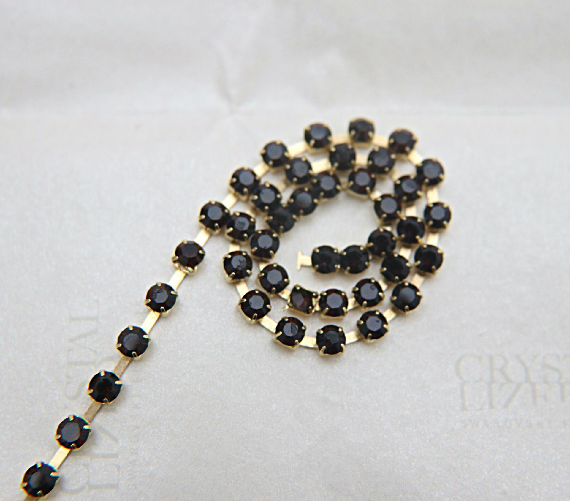 16 SS Rhinestone Chain Swarovski in Mocca (286) 4mm 0.5/1/2/5/15 Meters embroidery materials, craft vintage findings, embellishments, rare
