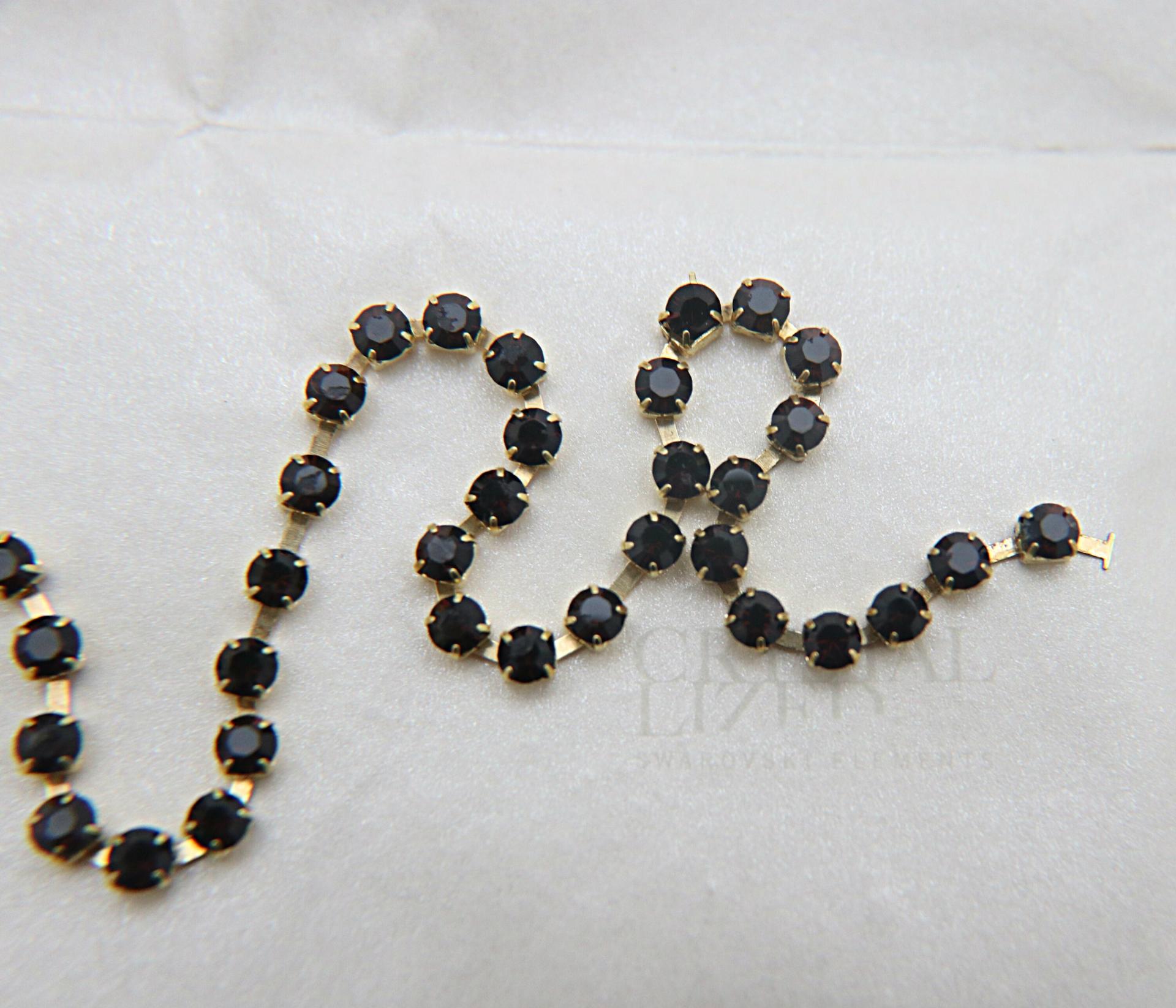 16 SS Rhinestone Chain Swarovski in Mocca (286) 4mm 0.5/1/2/5/15 Meters embroidery materials, craft vintage findings, embellishments, rare