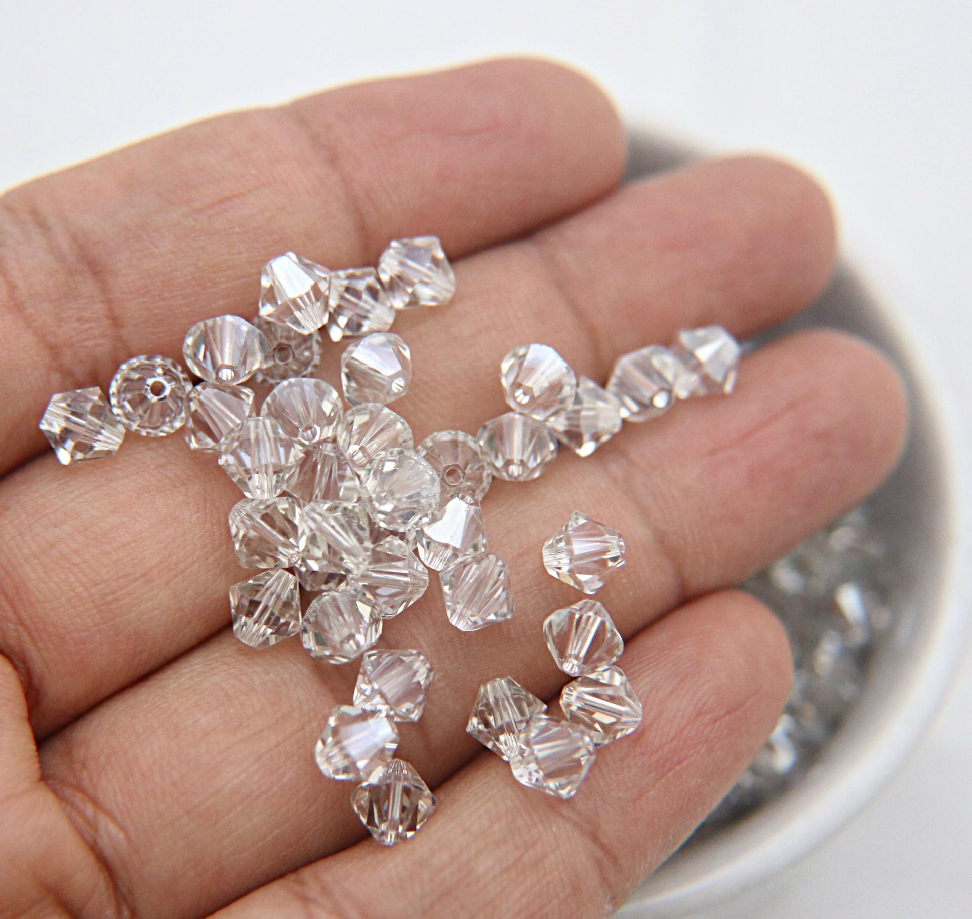 6mm Crystal Silver Shade Swarovski Bicone Cuts 12/36/72/144/288 Pieces (234) jewelry making/embroidery materials / premium vintage materials