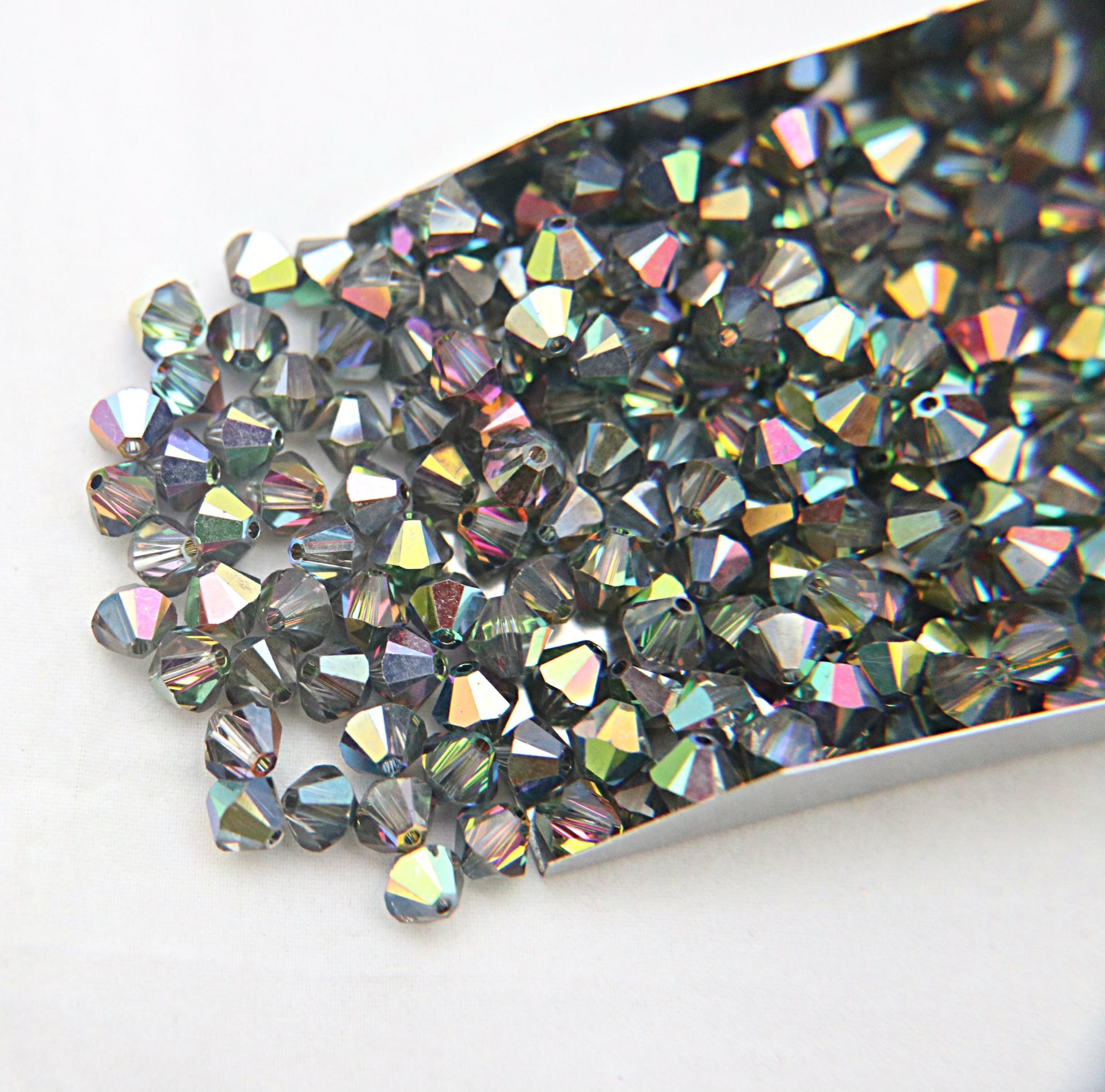 6mm Crystal Light Vitrail Medium Bicone beads Cuts 12/36/72/144/288 Pieces (234) rainbow jewelry making, couture embellishments, premium