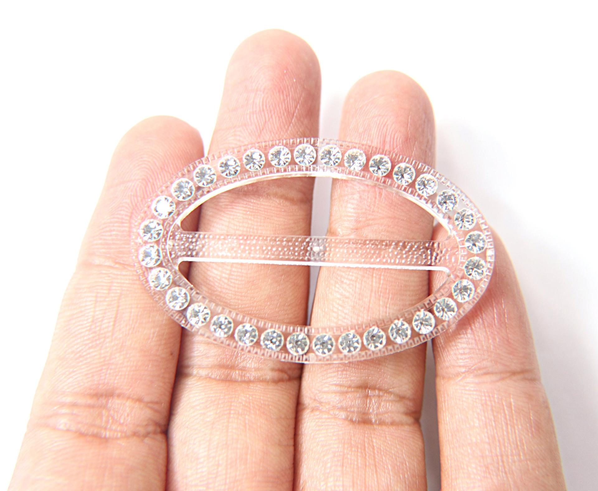 Swarovski Buckle - Clear/Black, Oval clothing accessories, tailoring, belts, embellishments, wedding decorations, crafts supplies