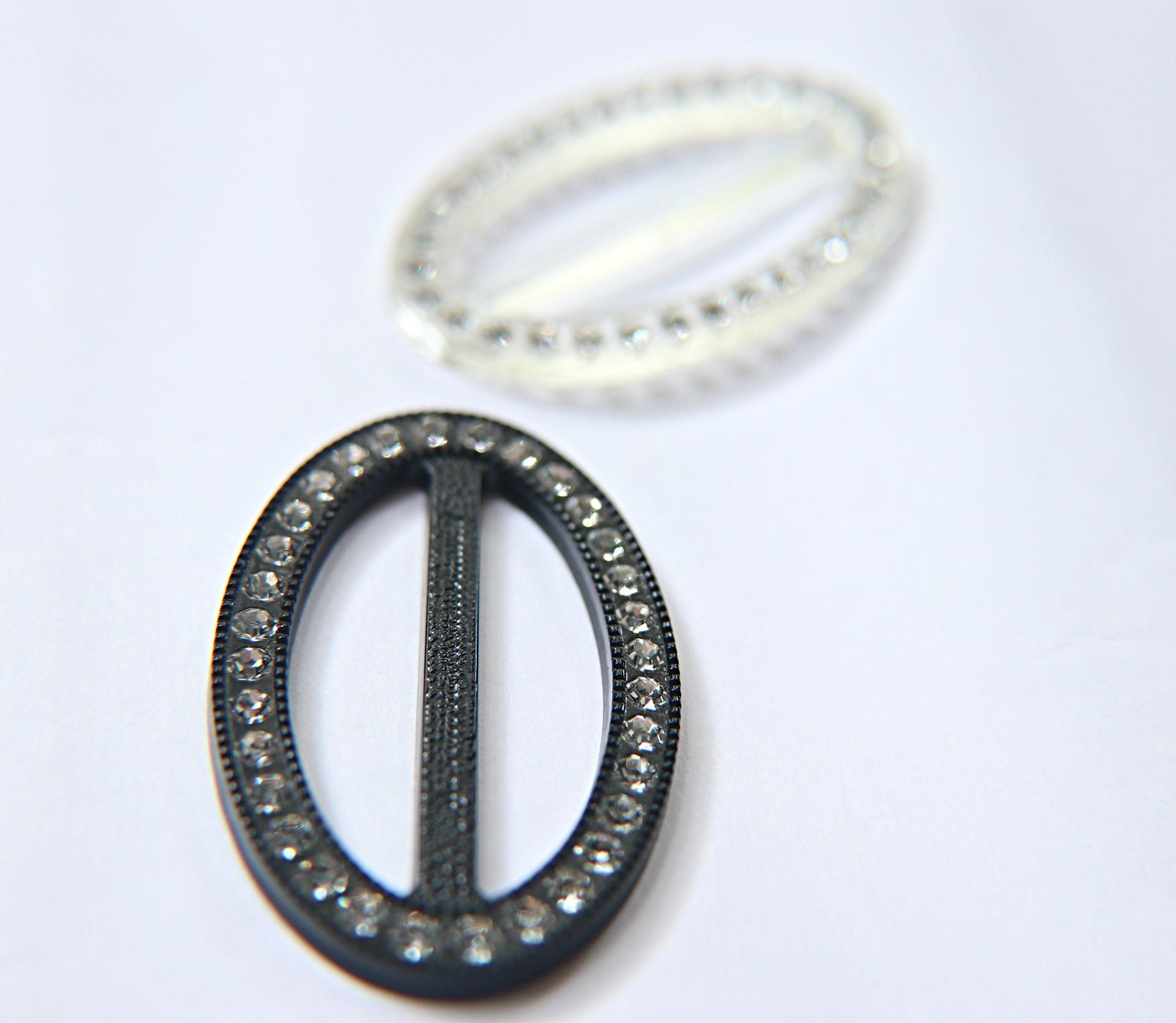 Swarovski Buckle - Clear/Black, Oval clothing accessories, tailoring, belts, embellishments, wedding decorations, crafts supplies