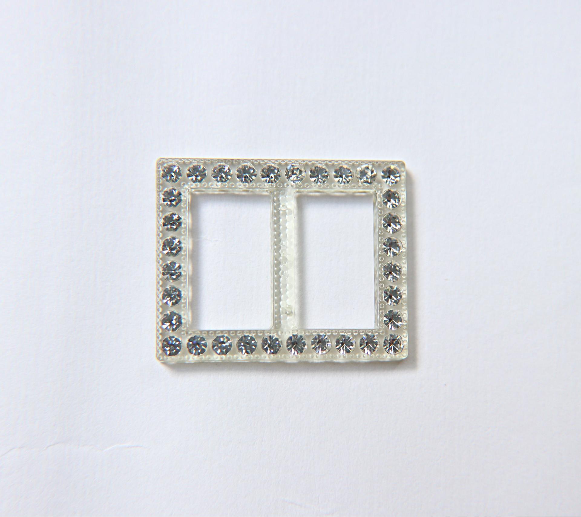 Swarovski Buckle - Clear/Black, rectangle clothing accessories, tailoring, belts, embellishments, wedding decorations, crafts supplies