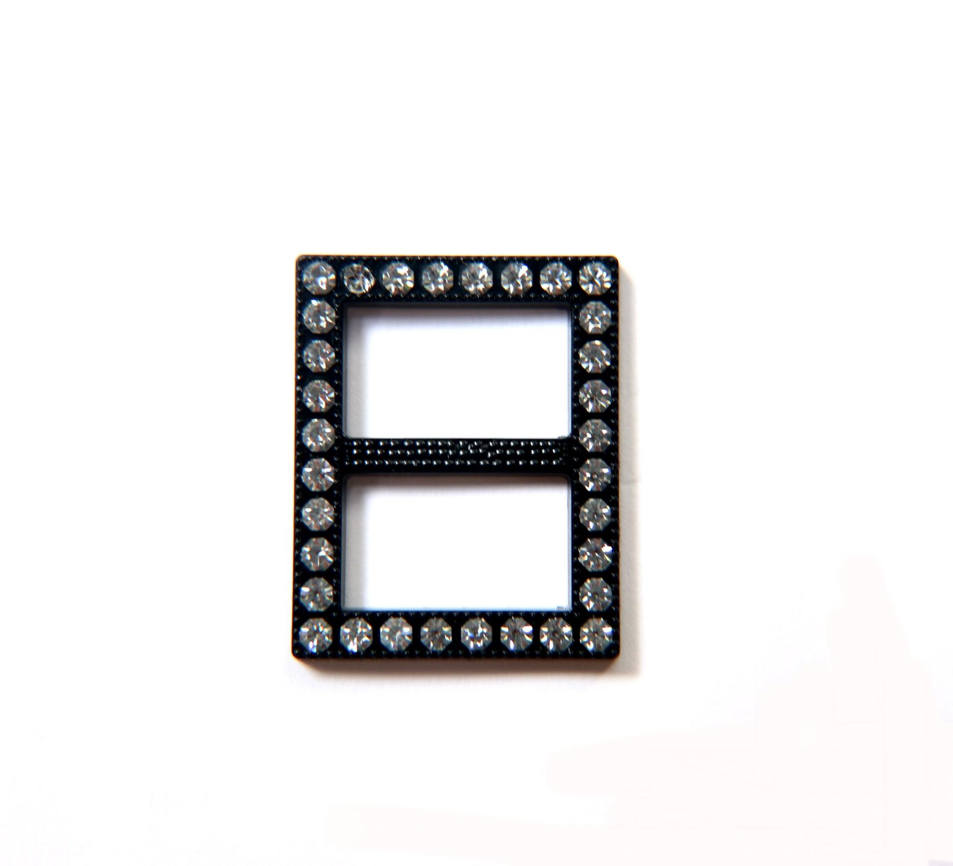 Swarovski Buckle - Clear/Black, rectangle clothing accessories, tailoring, belts, embellishments, wedding decorations, crafts supplies