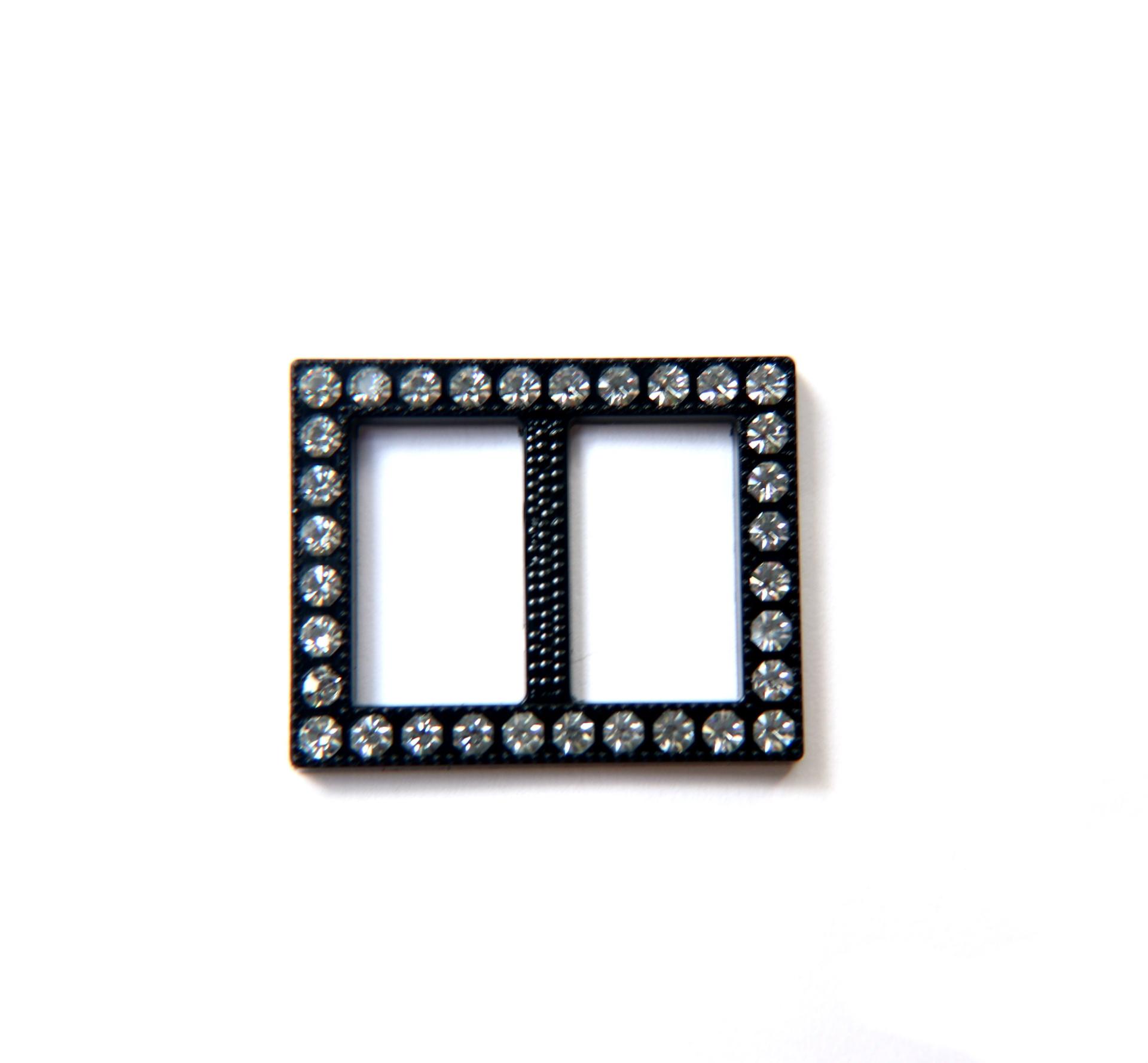 Swarovski Buckle - Clear/Black, rectangle clothing accessories, tailoring, belts, embellishments, wedding decorations, crafts supplies
