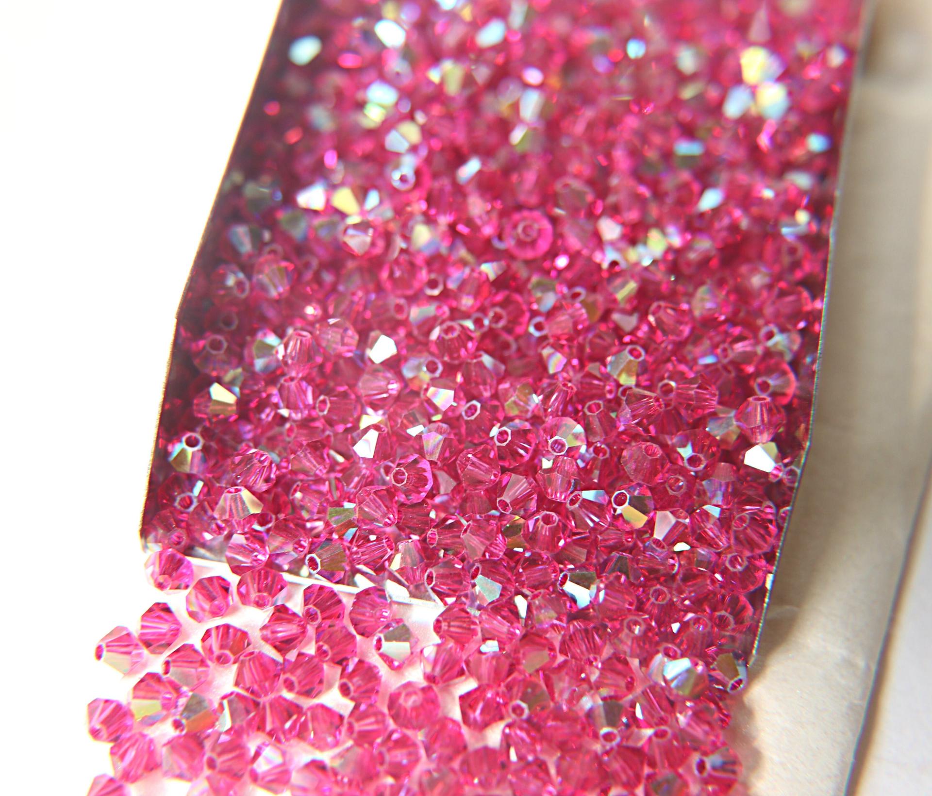 4mm Swarovski Fuchsia AB Bicones rainbow beads 36/72/144/432/720 Pieces rainbow beads, jewelry making, couture embellishments, embroidery