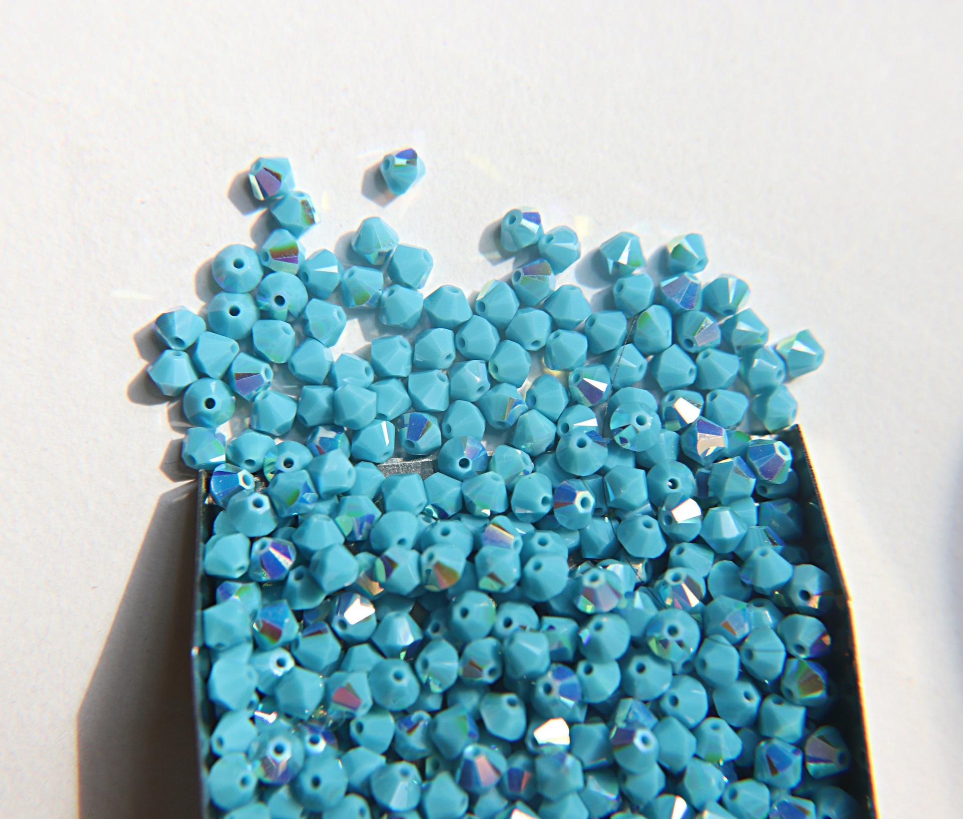 3/4mm Turquoise (267) Aurore Boreale Swarovski Bicone Cuts beads AB 36/72/144/432/720 Pieces embellishment couture