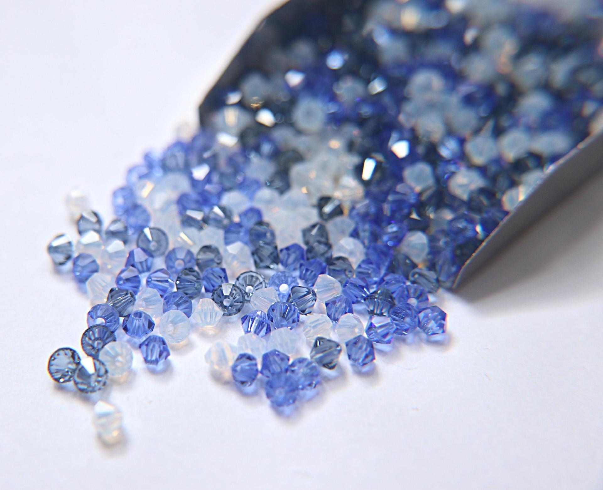 3/4 mm Denim Blue Designer Mixes Swarovski Bicone beads 36/72/144/432/720 Pieces loose beads, mix beads, embroidery materials, craft supply