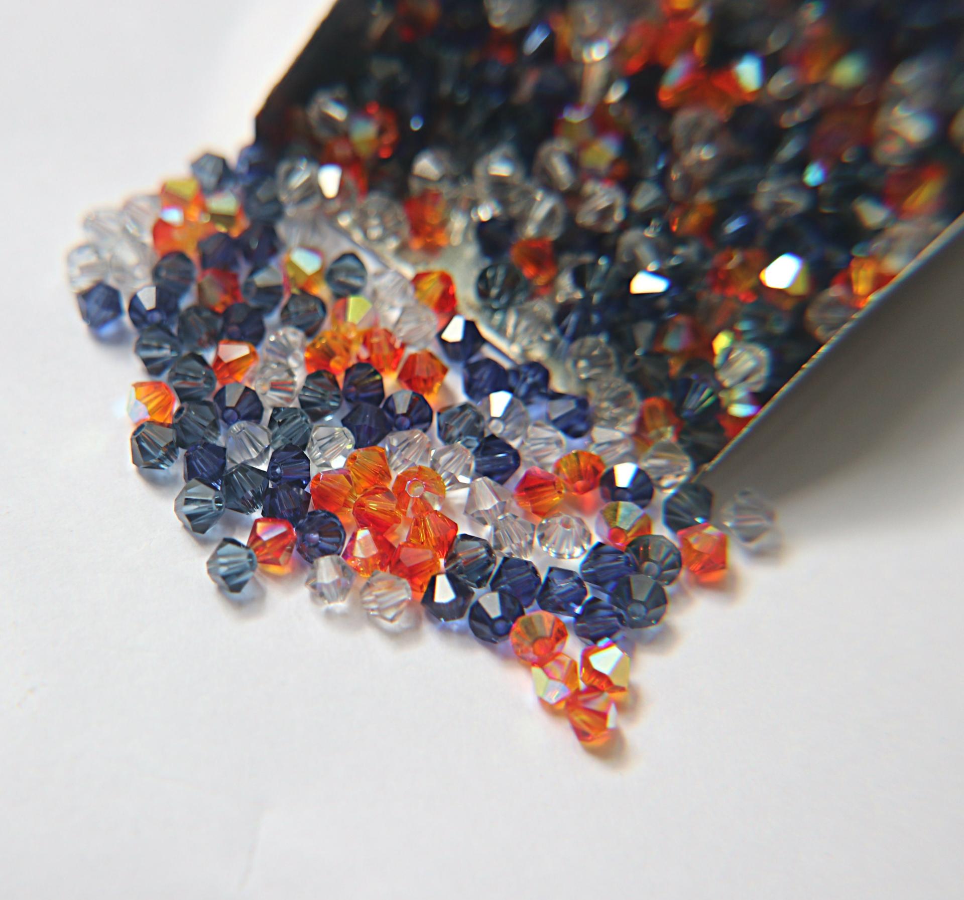 4mm Blue Tangerine Designer Mixes Swarovski Bicone beads 36/72/144/432/720 Pieces loose beads, mix beads, embroidery materials, craft