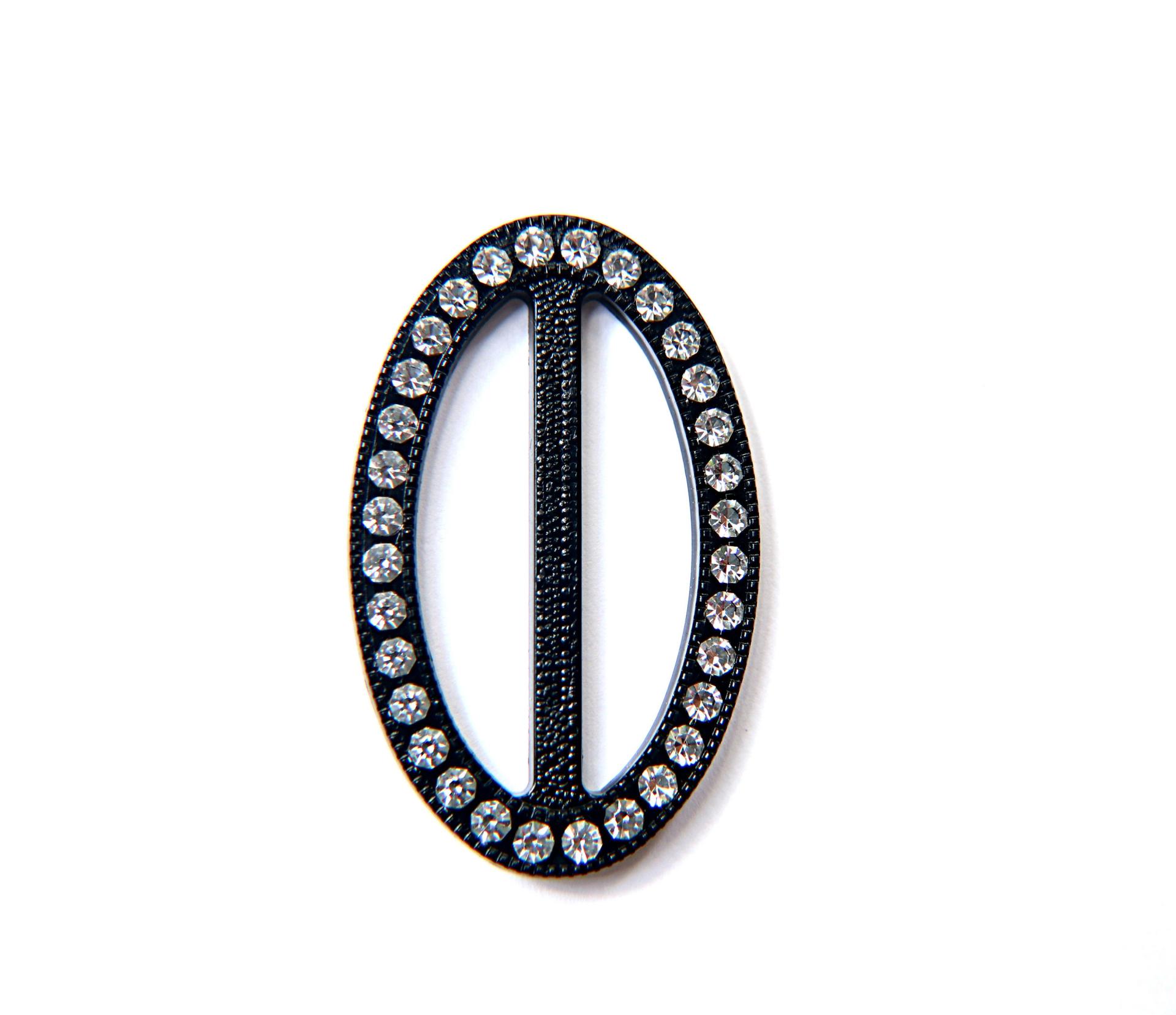 Swarovski Buckle - Clear/Black, Oval clothing accessories, tailoring, belts, embellishments, wedding decorations, crafts supplies